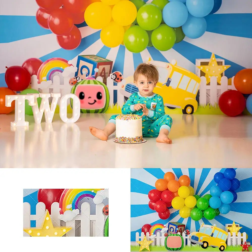 Balloons Arch and Cars Birthday Backdrop Kids Baby Cake Smash Photography Props Child Boys Adult Studio Backgrounds