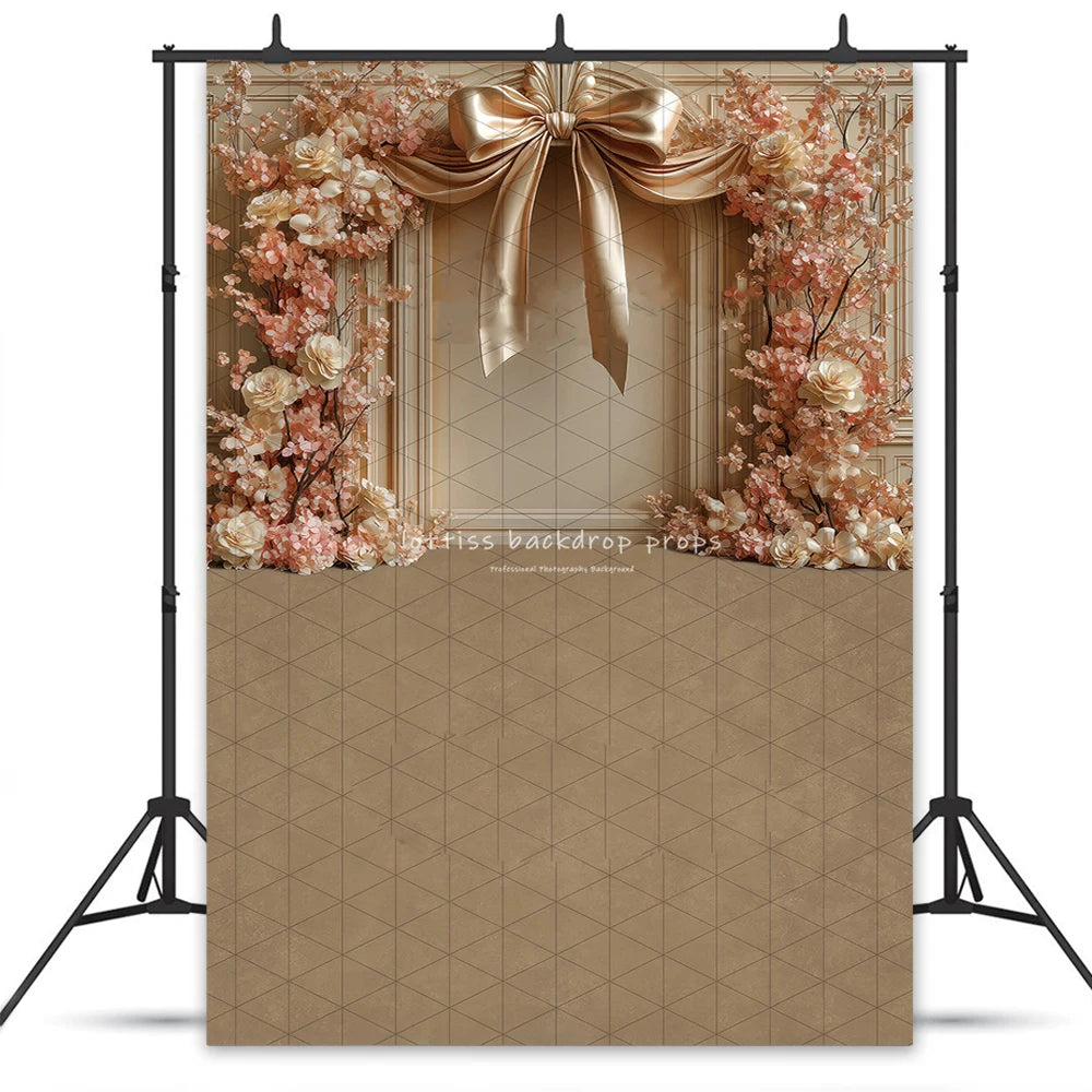 Bowlicious In a Wink Blue Bowknots Wall Backdrops Kids WomanPhotography Props Child Baby Photocall Rose Flower Backgrounds