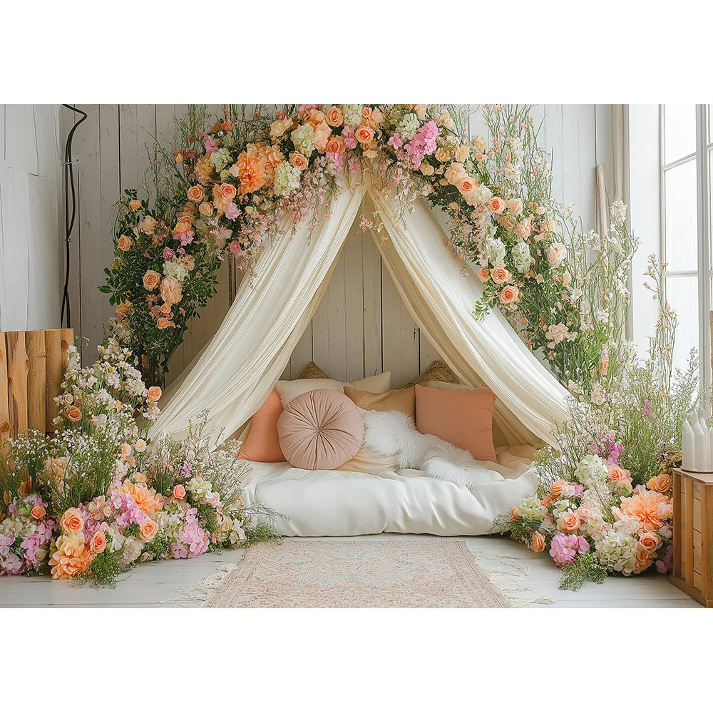 Bohemia Flower Backdrops Kids Woman Photography Child Baby Photocall Decors Camping Floral Wall Spring Backgrounds