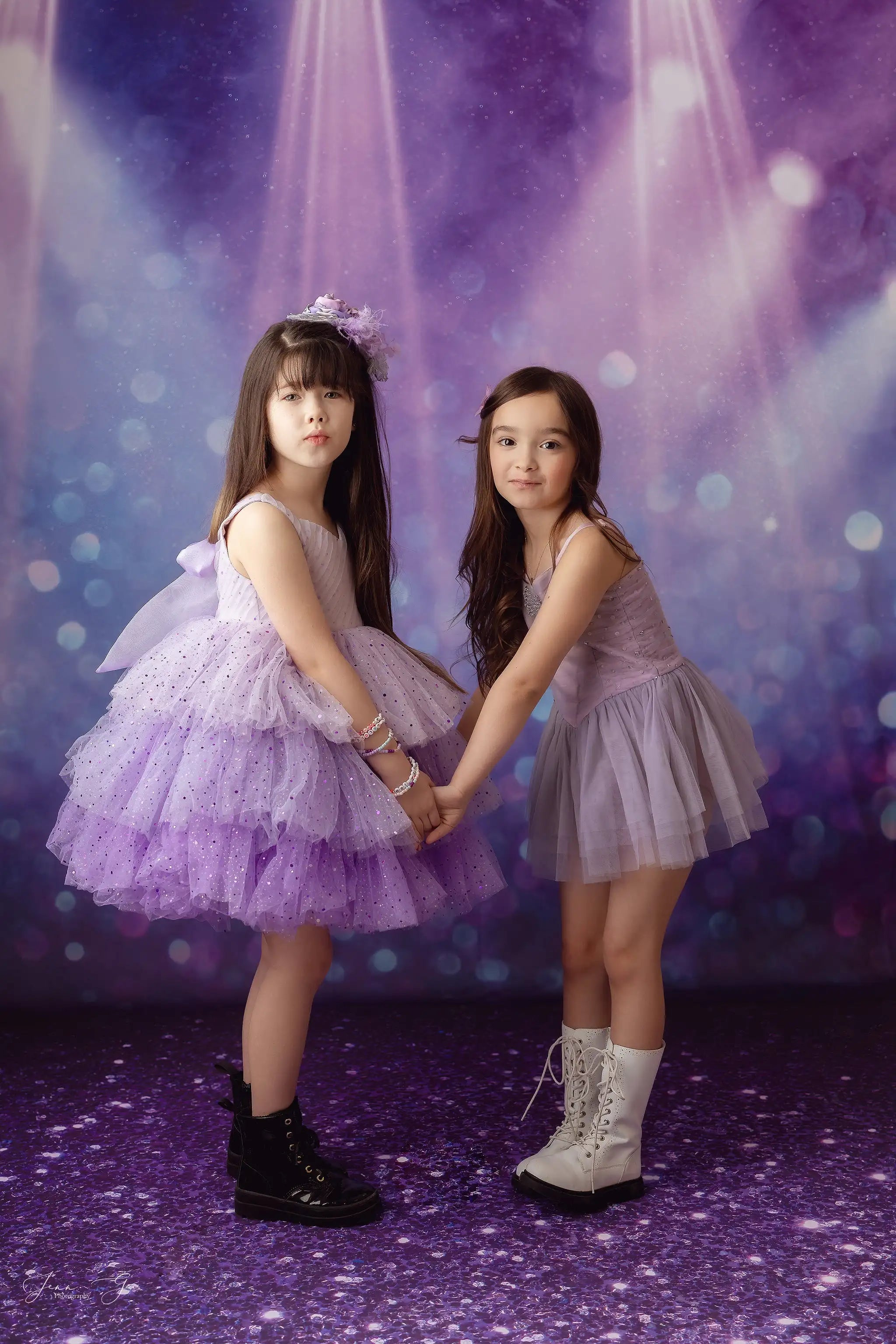 Center Stage Purple light Photography Backdrop Kids Baby Cake Smash Photocall Decors Girls Adult Birthday Studio Backgrounds