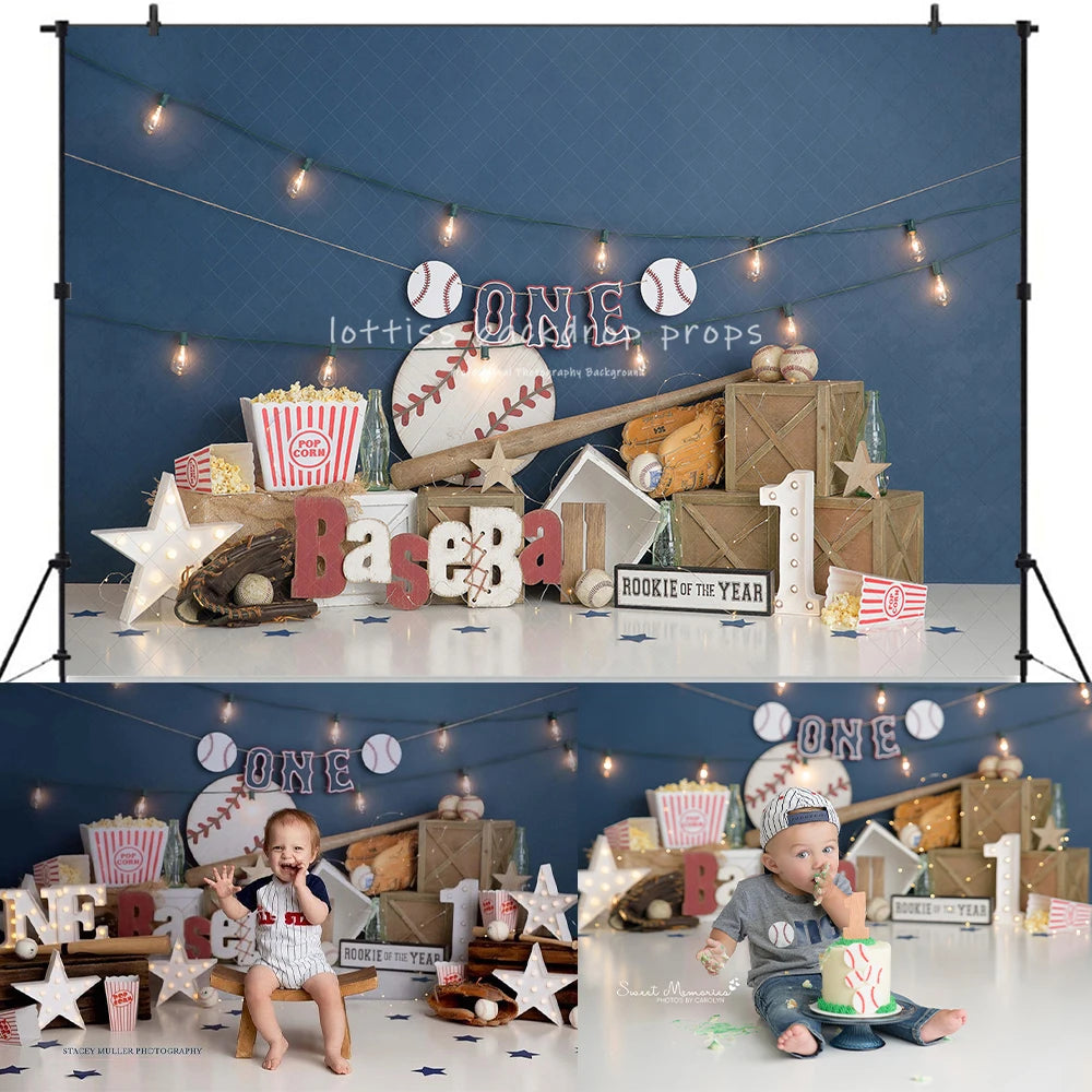 Baseball Backdrops Kids Boy Photography Props Child Birthday Cake Smash Adult Photocall Decors Sports Theme Backgrounds