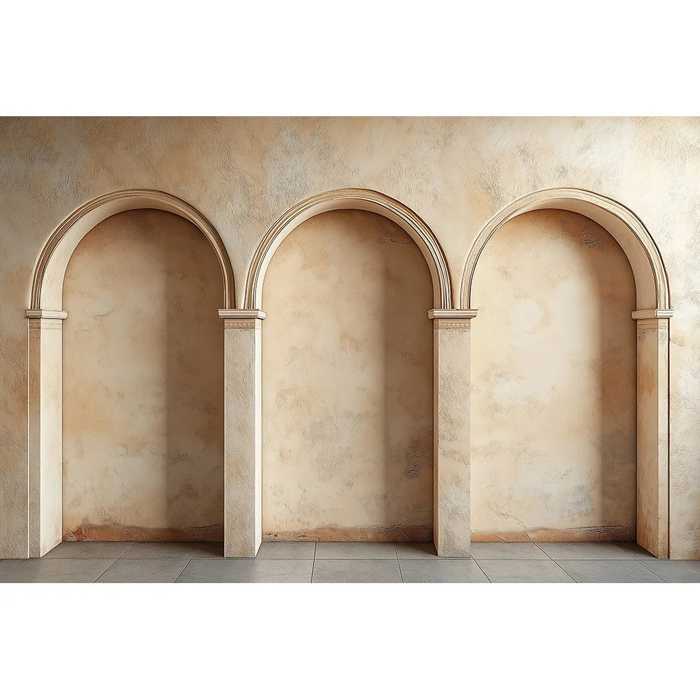 Three Arches Wall Backdrops Kids Woman Photography Child Baby Photocall Decors Brown Dark Bookcase Classic Wall Backgrounds