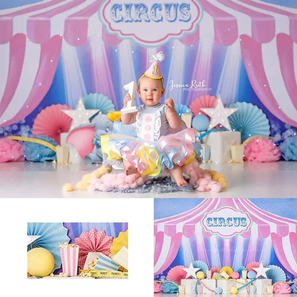 Circus Pastel Stars Backdrop Kids Baby Birthday Party Decors Child Girls Adult Cake Smash Photography Backgrounds