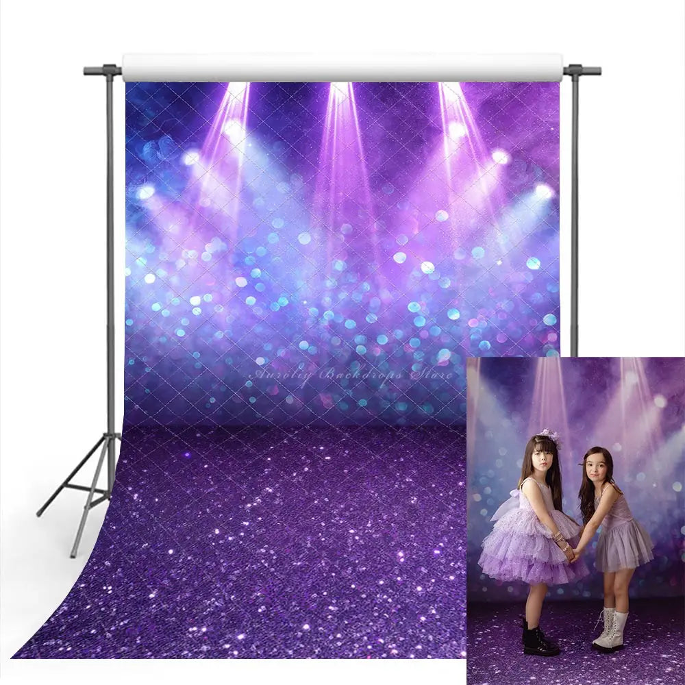 Center Stage Purple light Photography Backdrop Kids Baby Cake Smash Photocall Decors Girls Adult Birthday Studio Backgrounds