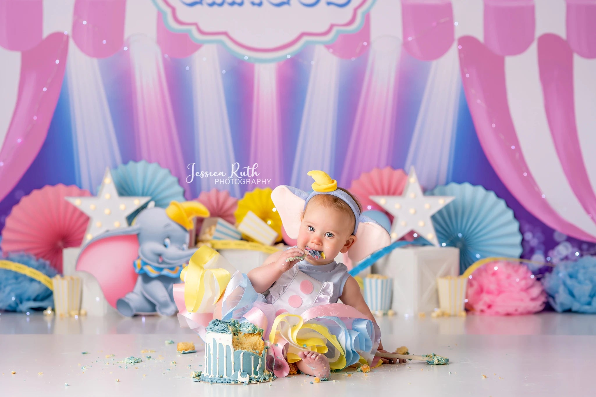 Circus Pastel Stars Backdrop Kids Baby Birthday Party Decors Child Girls Adult Cake Smash Photography Backgrounds