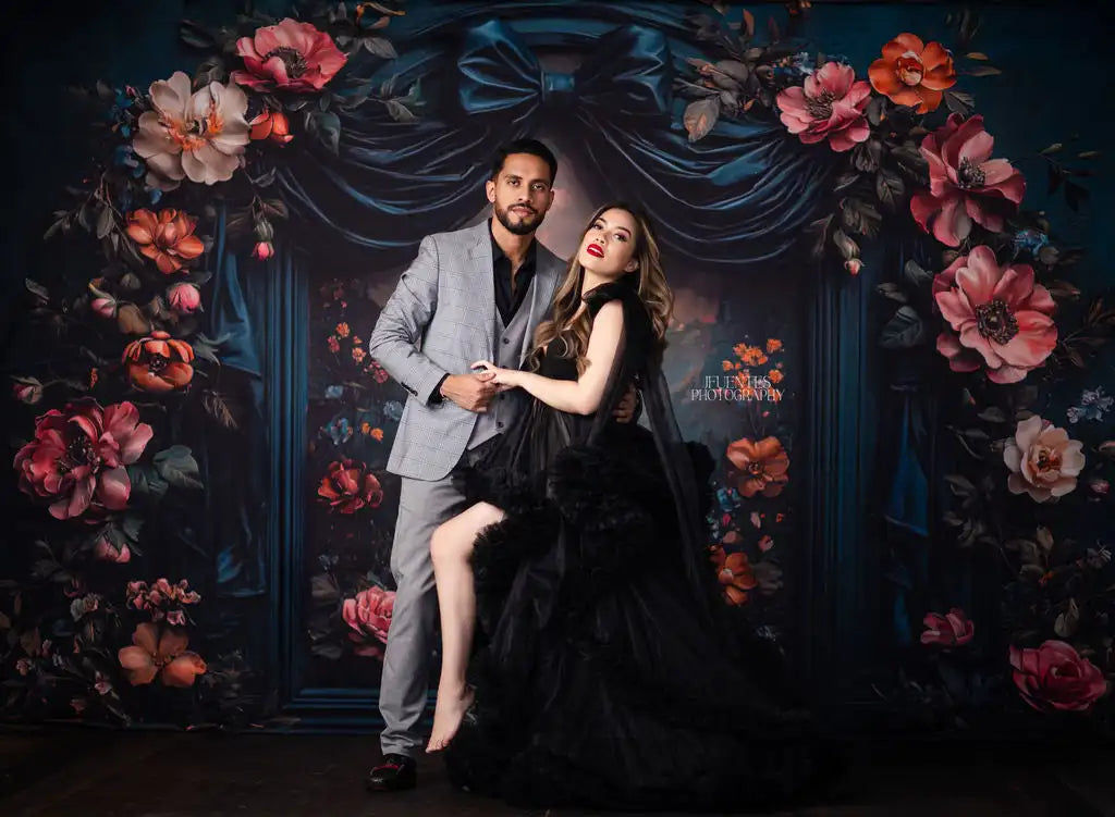 Floral Bowknot Wall Backdrops Kids Adult Photography Child Baby Photocall Rose Flower Artistic Oil Painting Wall Backgrounds