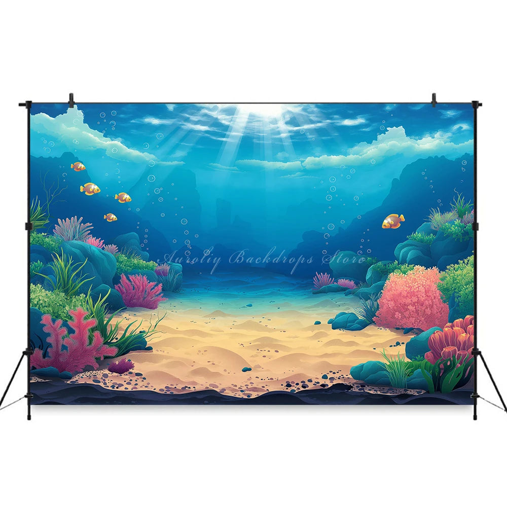 Summer Beach Plam Trees Backdrop Kids Baby Cake Smash Photography Props Undersea Scene Child Adult Birthday Studio Backgrounds