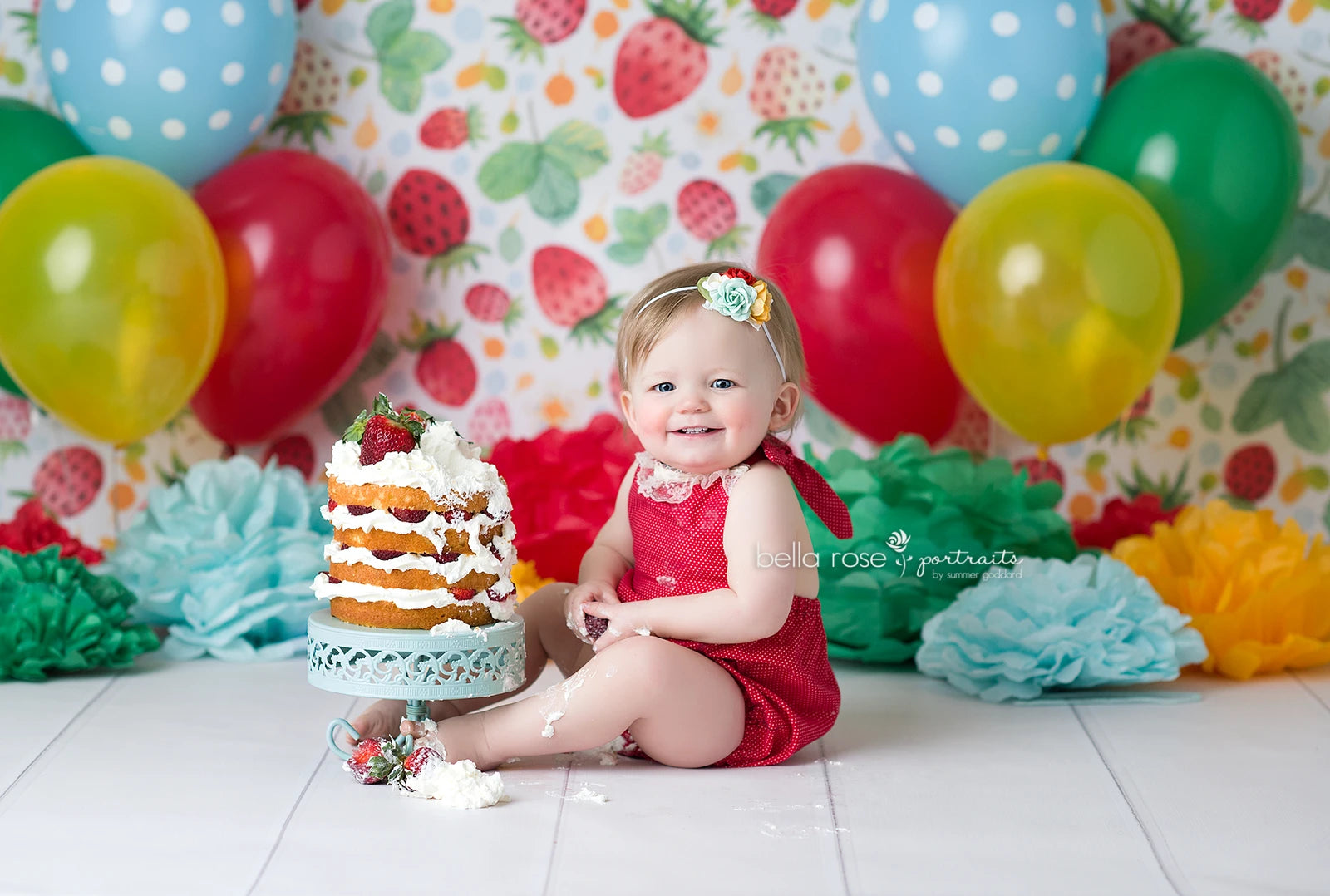 Strawberry Fields Backdrop Kids Baby Cake Smash Photography Props Child Girls Adult Birthday Photo Studio Backgrounds