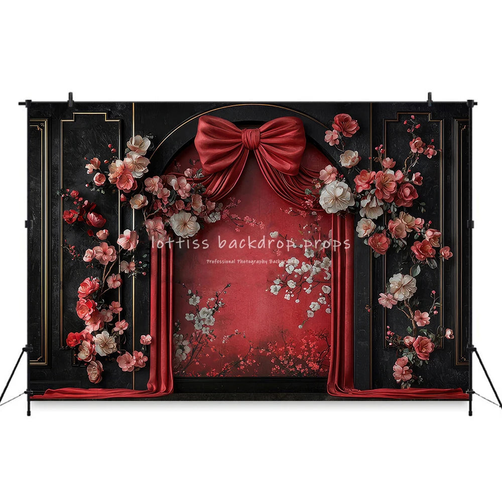 Garden Path Bowknot Wall Backdrops Kids Woman Photography Floral Decors Pregnant Spring Arch Entrance Backgrounds