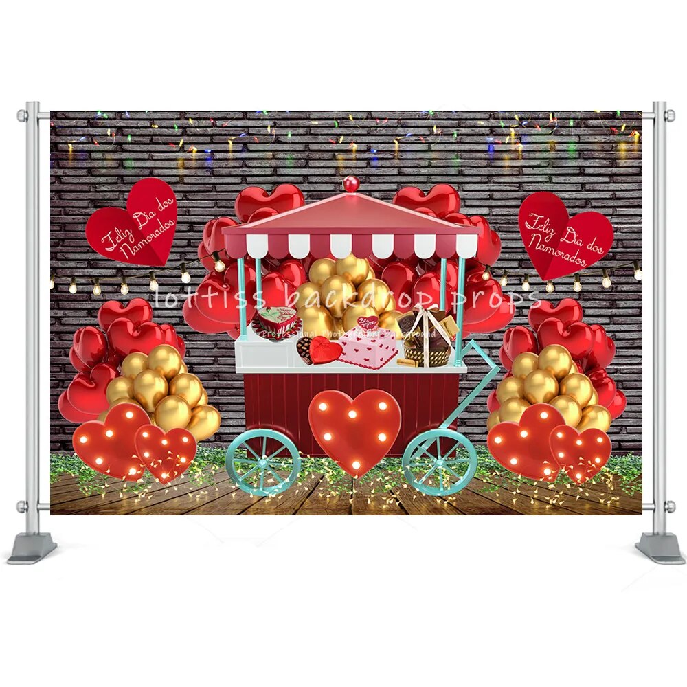 Mur de briques pour la saint-valentin, porte en bois, cœur de Rose rouge, magasin de fleurs, mur de briques, arrière-plan pour Photo, accessoires de séance Photo en Studio