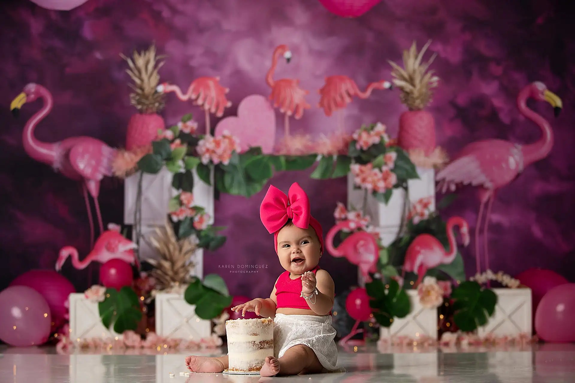 Pink Flamingo and Balloons Photography Backdrop Kids Baby Cake Smash Photocall Decors Child Girls Adult Birthday Backgrounds