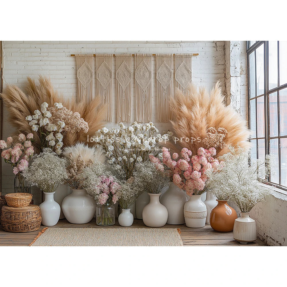 Bohemian Windows Backdrops Kids Woman Photography Child Baby Photocall Decors Plants Spring Retro Wall Backgrounds