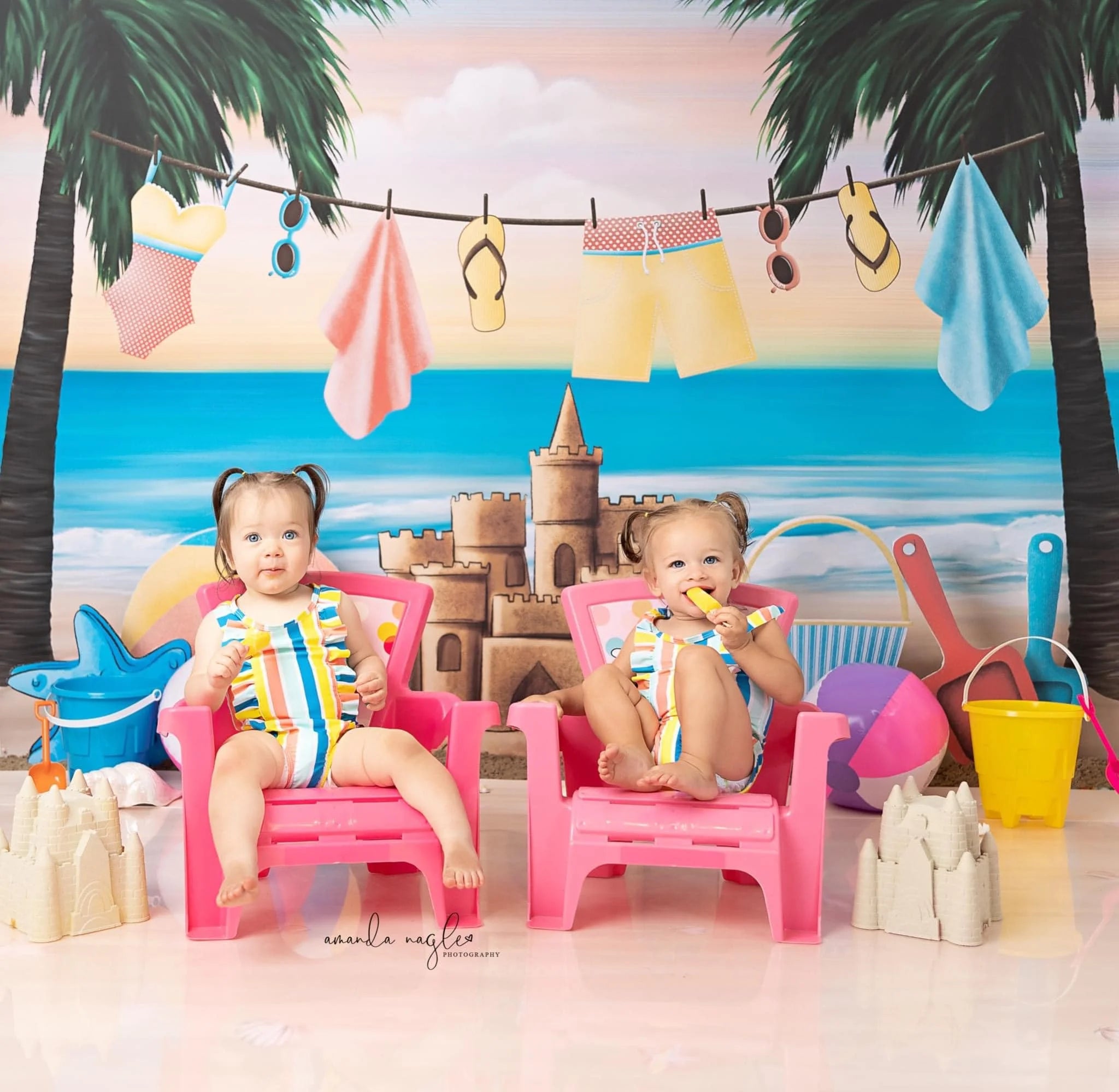Summer Beach Sand Castle Photography Backdrop Kids Baby Cake Smash Photocall Decors Child Girls Adult Birthday Studio Background