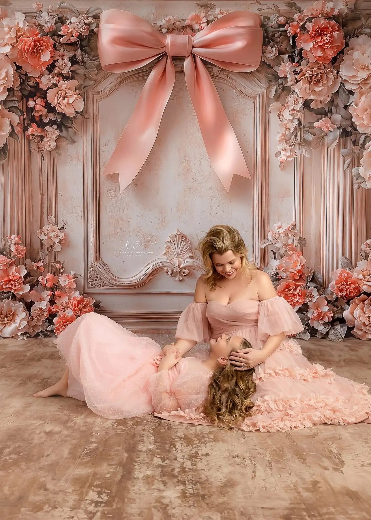 Pink Bowknot Classic Retro Wall Backdrops Kids Pregnant Photography Child Baby Photocall Floral Rose Artistic Wall Backgrounds