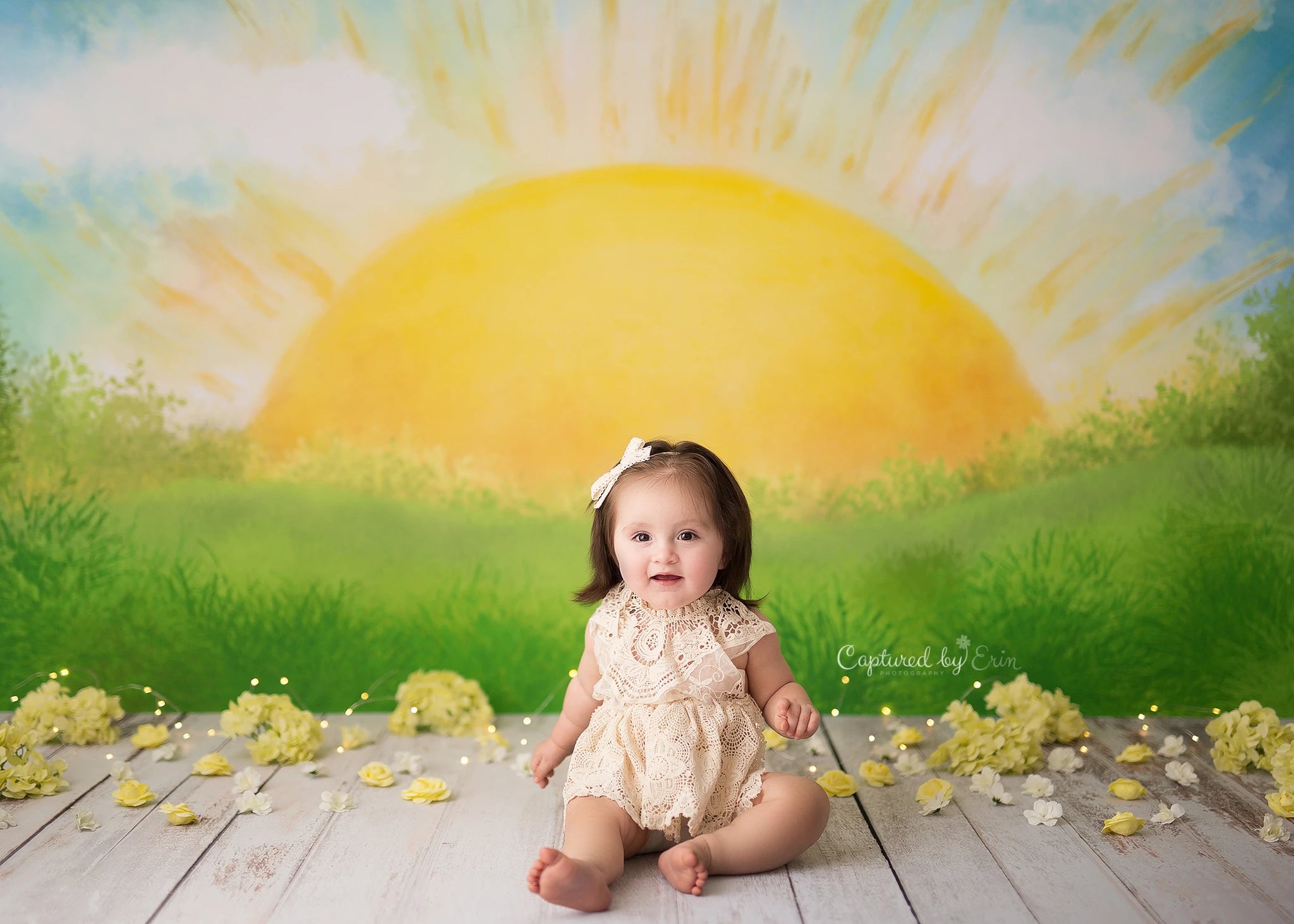 Sunshine Backdrop Kids Baby Cake Smash Photography Props Grassland Child Girls Adult Photo Shoot Backgrounds