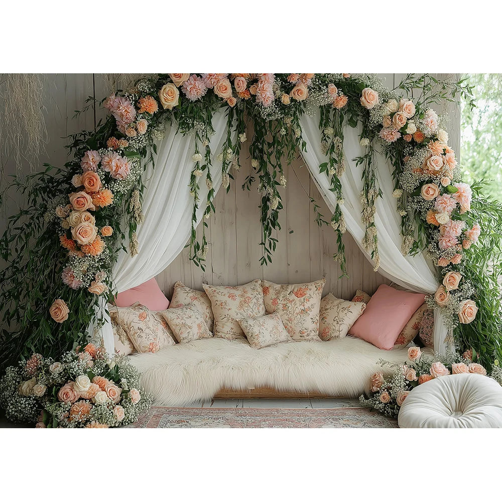 Bohemia Flower Backdrops Kids Woman Photography Child Baby Photocall Decors Camping Floral Wall Spring Backgrounds