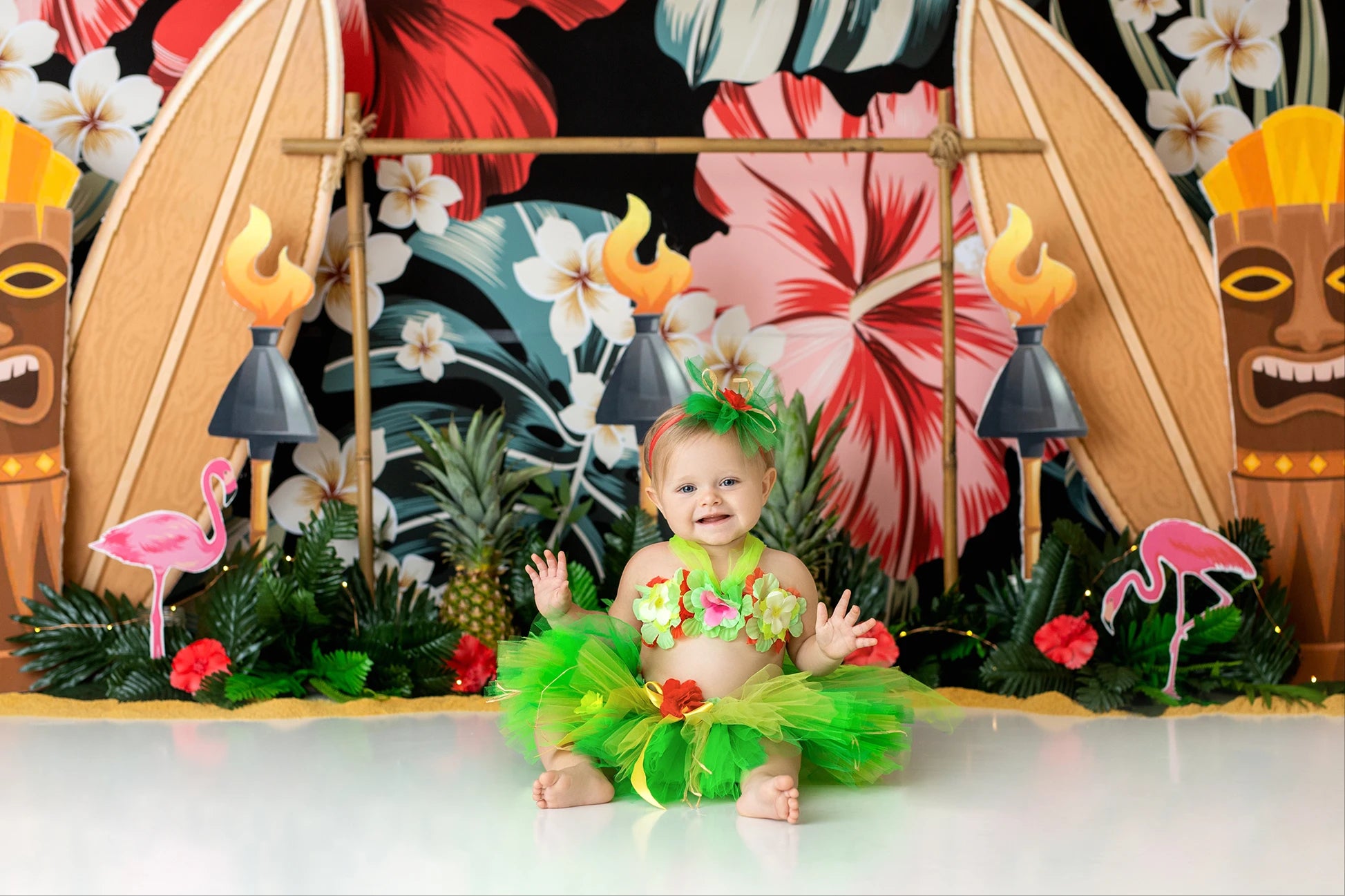 Hawaii Surfboard Photography Backdrop Kids Baby Cake Smash Photocall Decors Pineapple Child Adult Summer Birthday Backgrounds