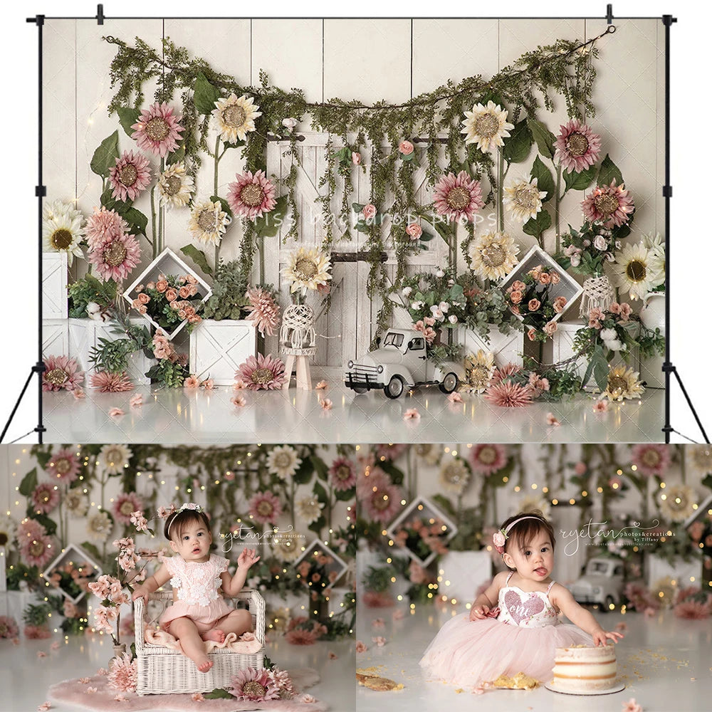 Spring Floral Market Backdrops Kids Baby Photography Props Child Adult Photocall Photostudio Decors Rose Flower Backgrounds