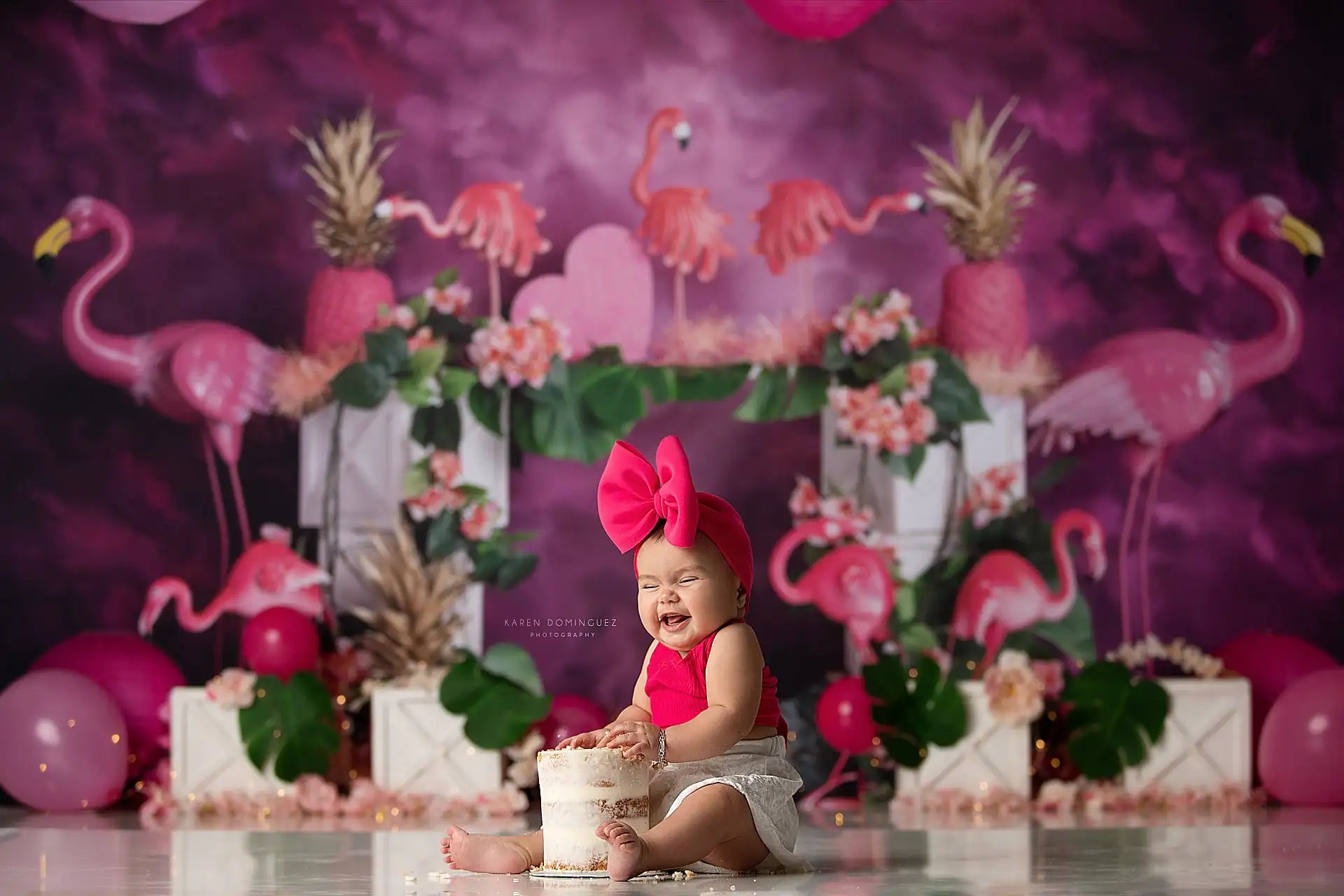 Pink Flamingo and Balloons Photography Backdrop Kids Baby Cake Smash Photocall Decors Child Girls Adult Birthday Backgrounds