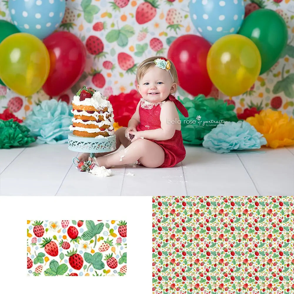 Strawberry Fields Backdrop Kids Baby Cake Smash Photography Props Child Girls Adult Birthday Photo Studio Backgrounds