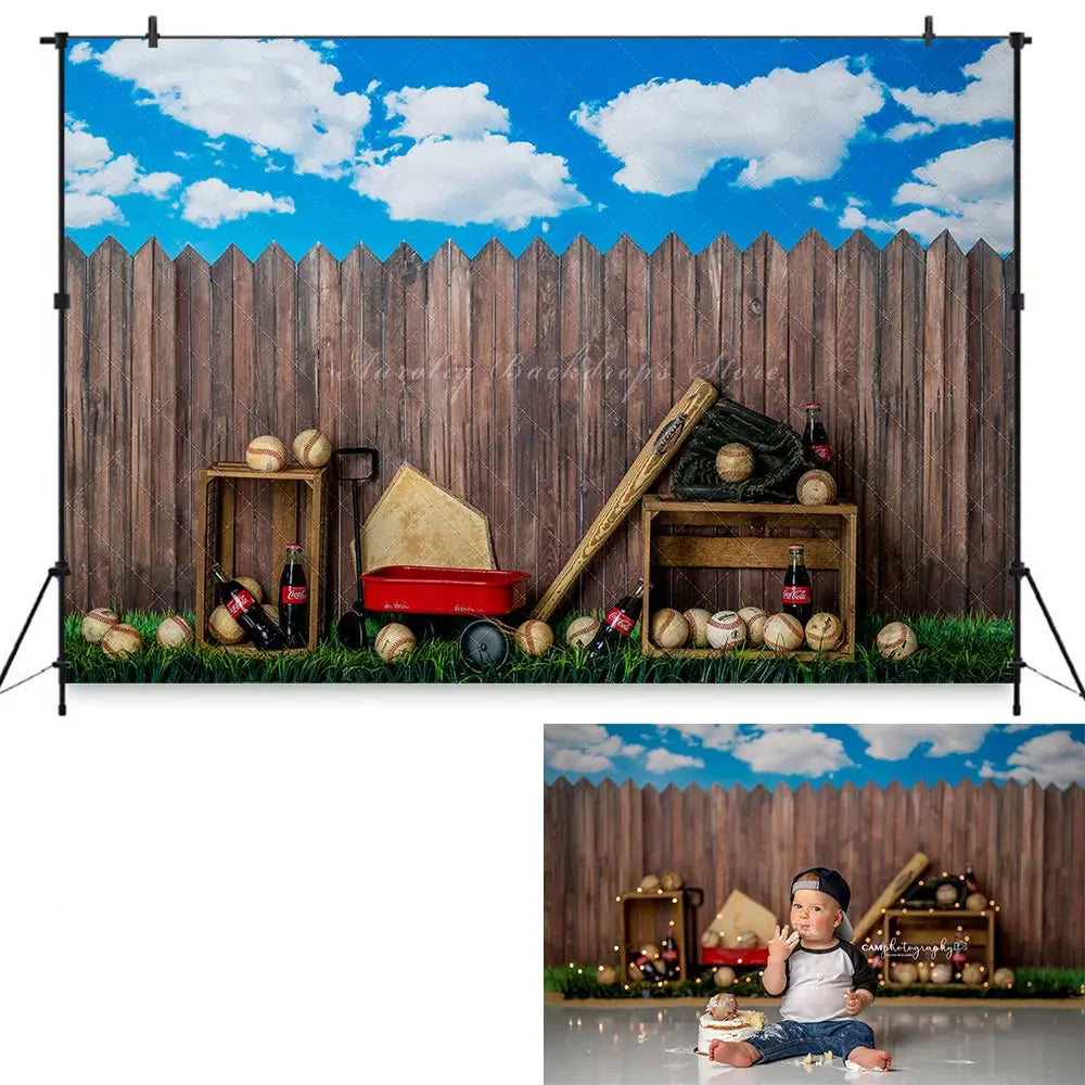 Swing Batter Backdrop Kids Baby Cake Smash Photography Props Baseball Child Boys Adult Birthday Party Backgrounds