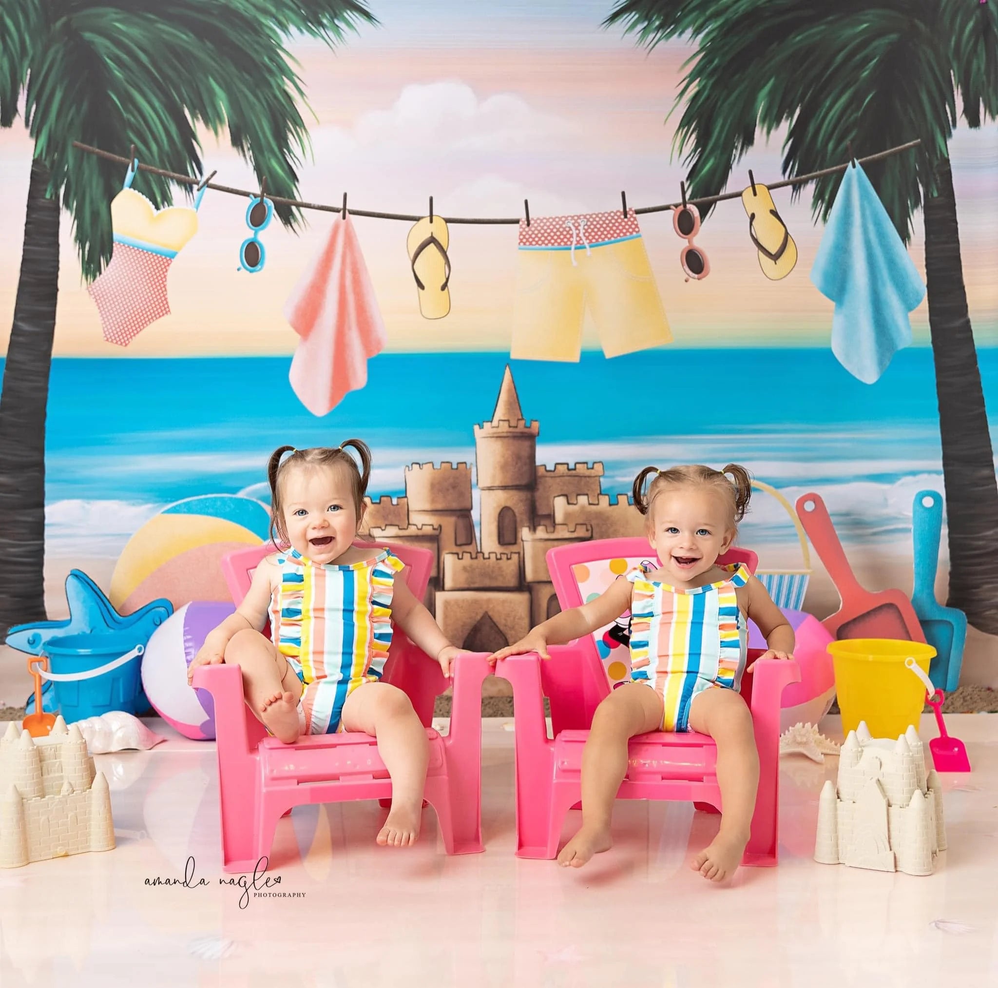 Summer Beach Sand Castle Photography Backdrop Kids Baby Cake Smash Photocall Decors Child Girls Adult Birthday Studio Background