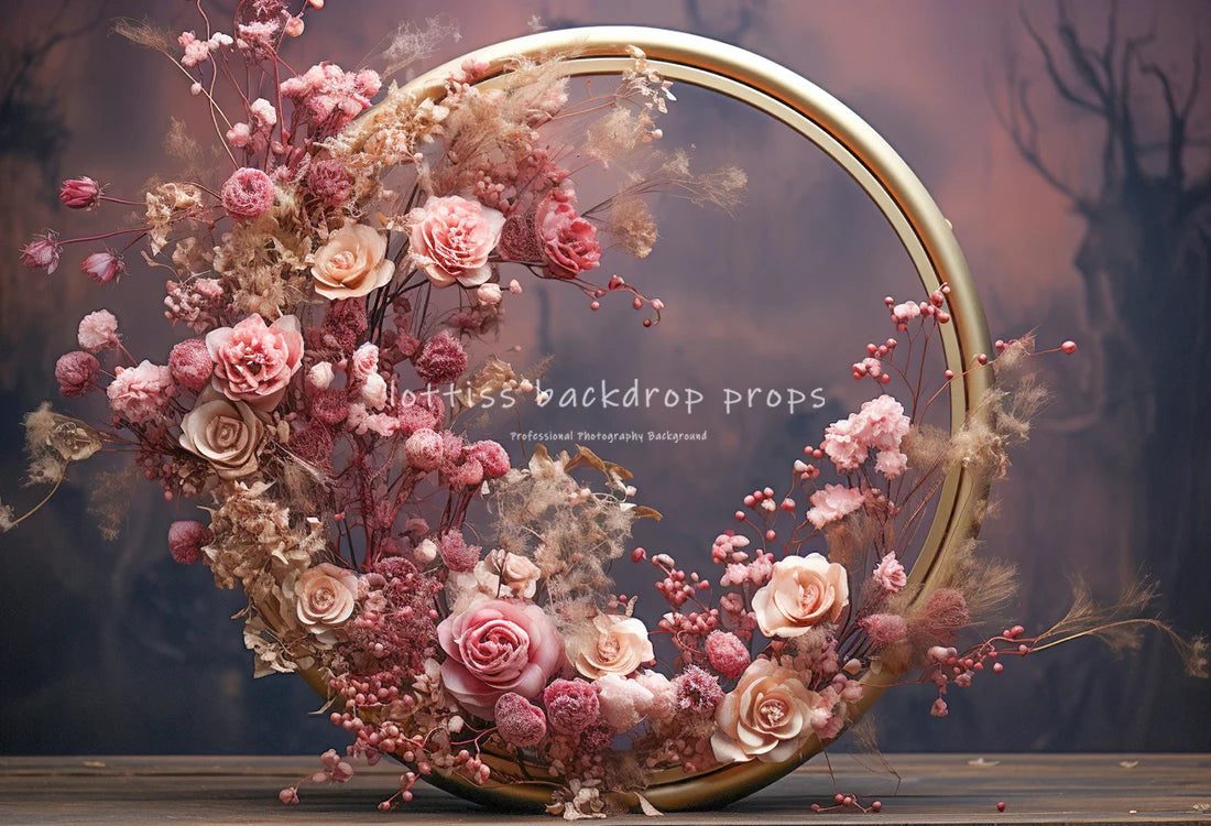 Spring Pink Gold Arch Backdrops Kids Baby Photography Child Wedding Photocall Decors Garden Floral Door Backgrounds