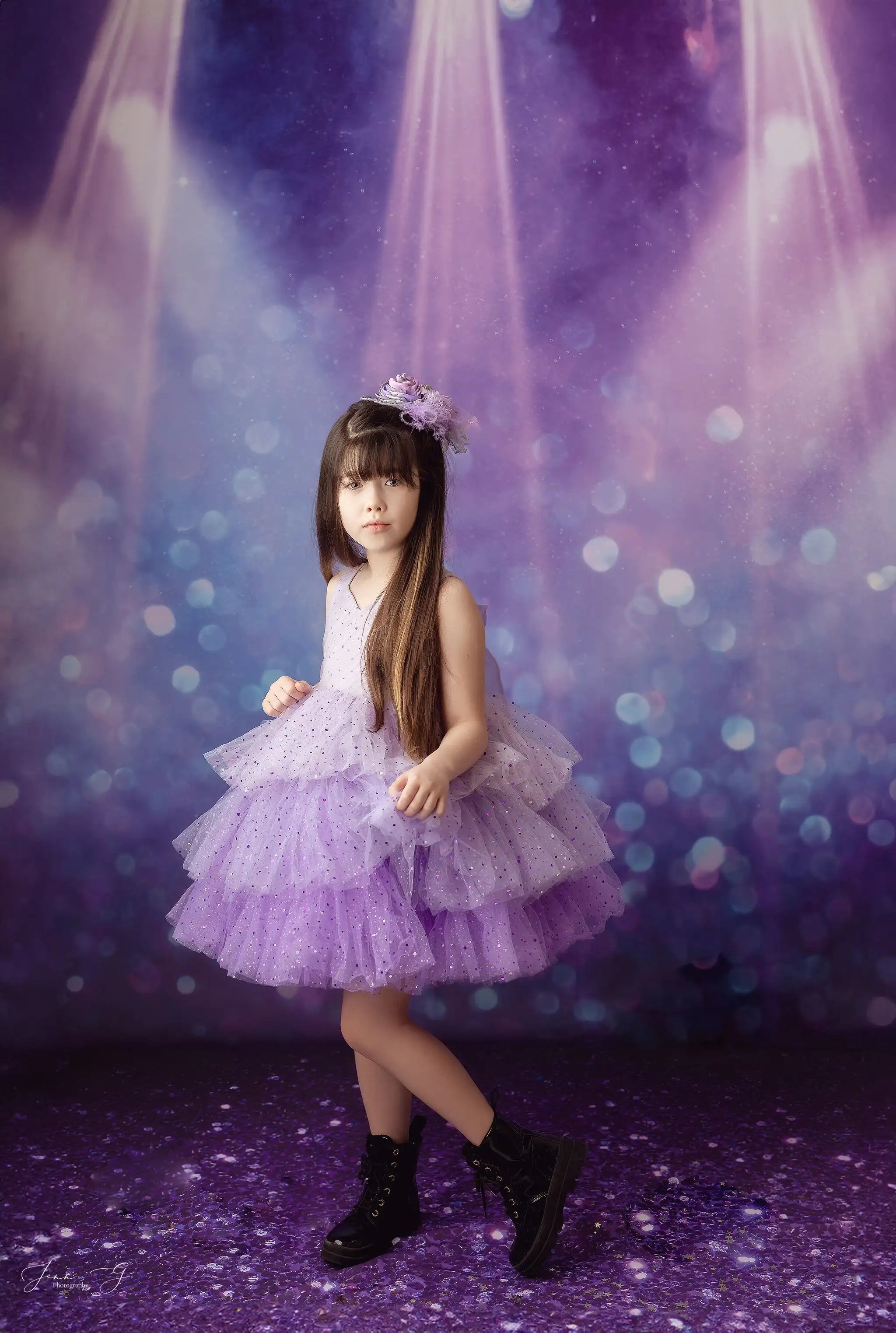 Center Stage Purple light Photography Backdrop Kids Baby Cake Smash Photocall Decors Girls Adult Birthday Studio Backgrounds