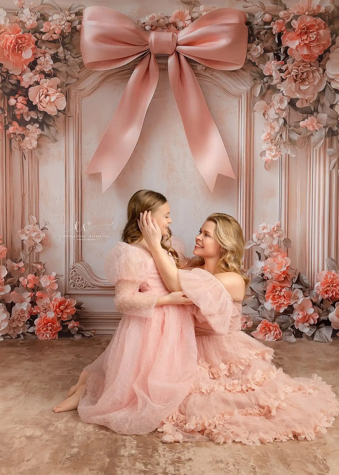 Pink Bowknot Classic Retro Wall Backdrops Kids Pregnant Photography Child Baby Photocall Floral Rose Artistic Wall Backgrounds