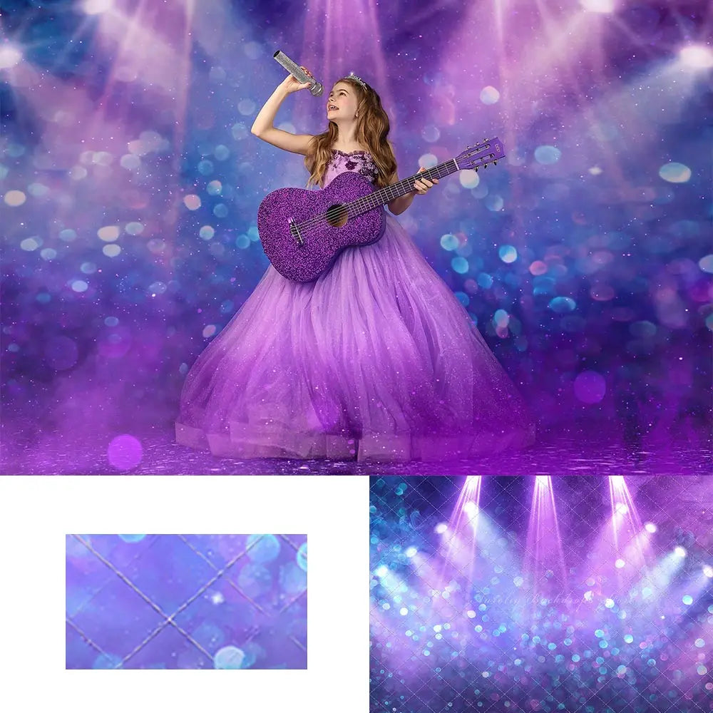 Center Stage Purple light Photography Backdrop Kids Baby Cake Smash Photocall Decors Girls Adult Birthday Studio Backgrounds