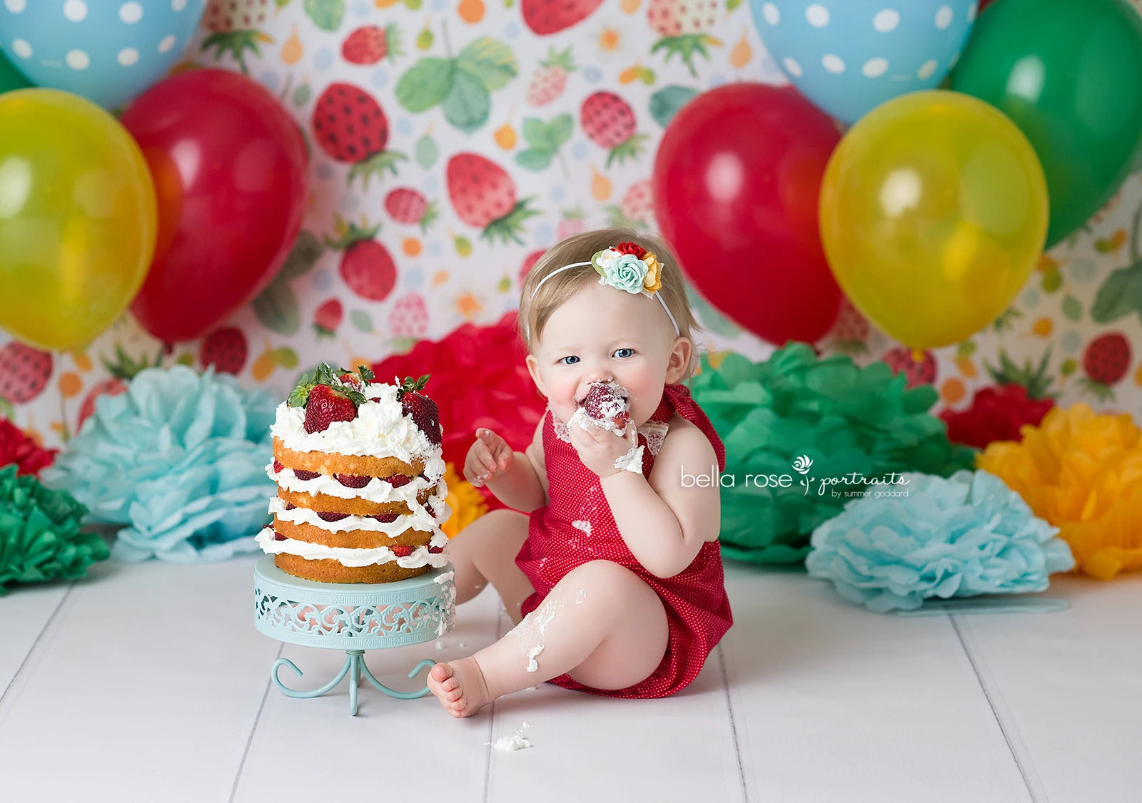 Strawberry Fields Backdrop Kids Baby Cake Smash Photography Props Child Girls Adult Birthday Photo Studio Backgrounds