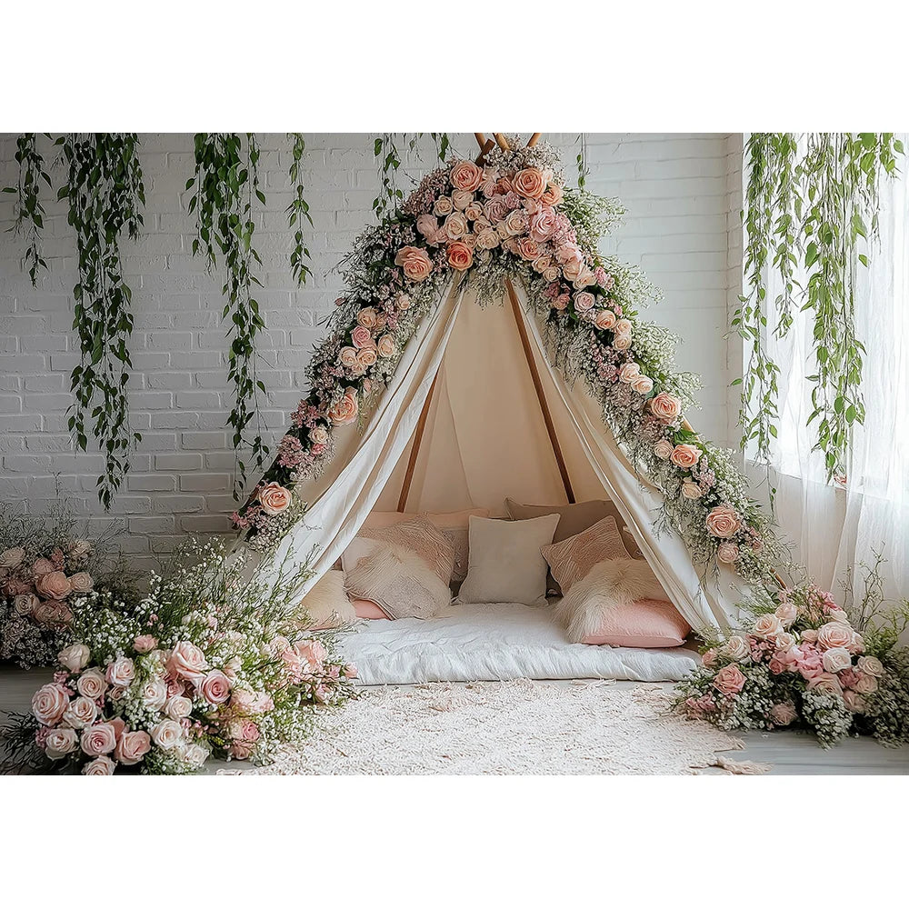 Bohemia Flower Backdrops Kids Woman Photography Child Baby Photocall Decors Camping Floral Wall Spring Backgrounds