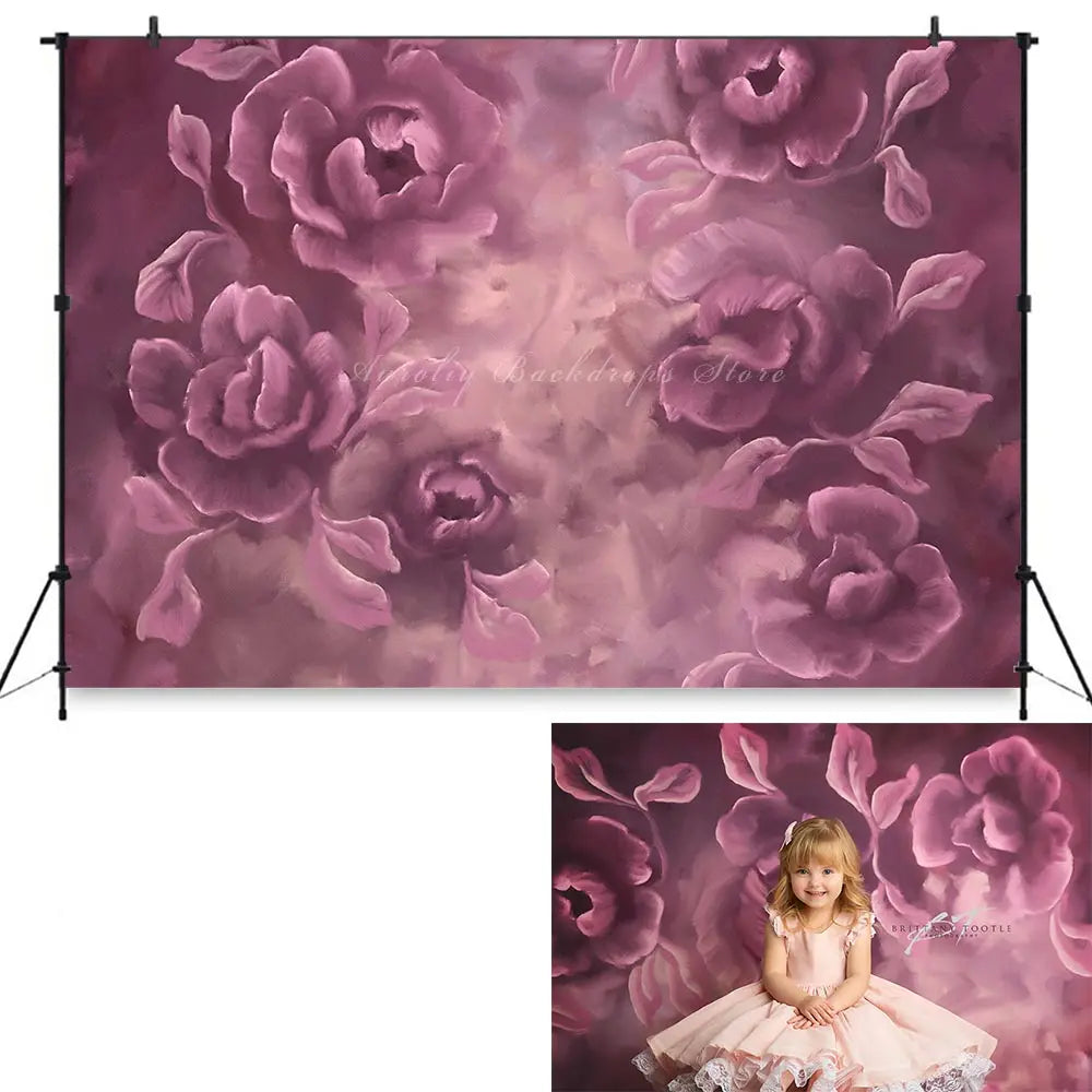Art Painting Flowers Photography Backdrop Kids Baby Portrait Photo Shoot Props Pregnant Woman Studio Backgrounds