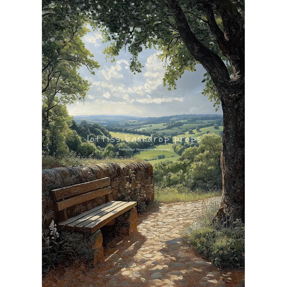 Countryside Path Backdrops Scenery Oil Painting Photography Backdrops Wedding Kids Adult Photocall Farmhouse Cottage Backgrounds