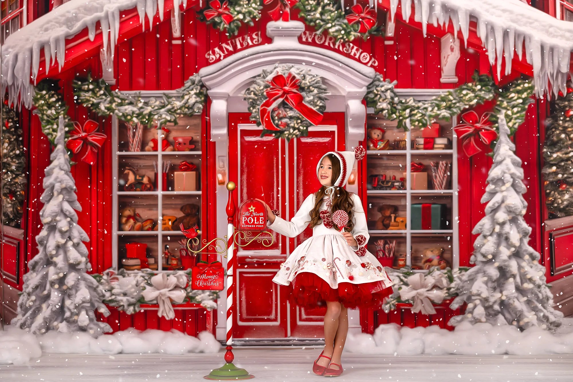 Santas North Pole Village Workshop Photography Backdrop Kids Baby Cake Smash Photocall Decors Girls Adult Birthday Backgrounds
