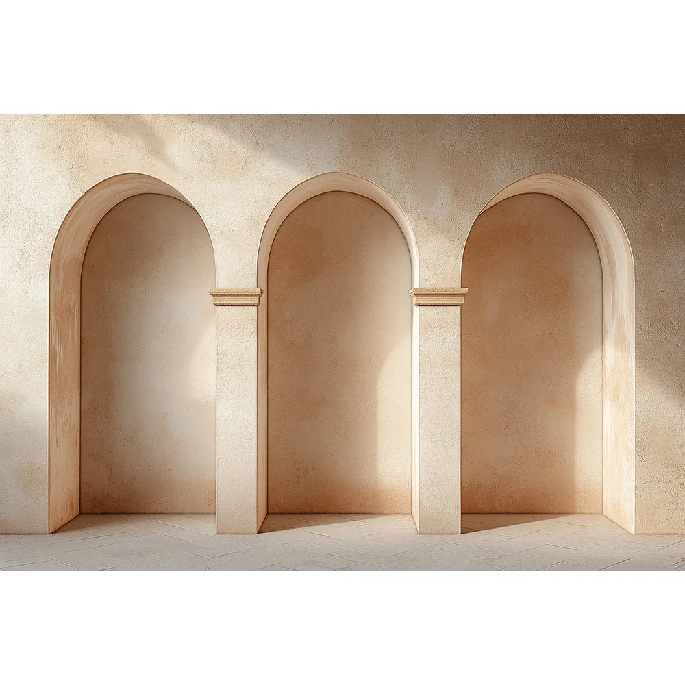 Three Arches Wall Backdrops Kids Woman Photography Child Baby Photocall Decors Brown Dark Bookcase Classic Wall Backgrounds