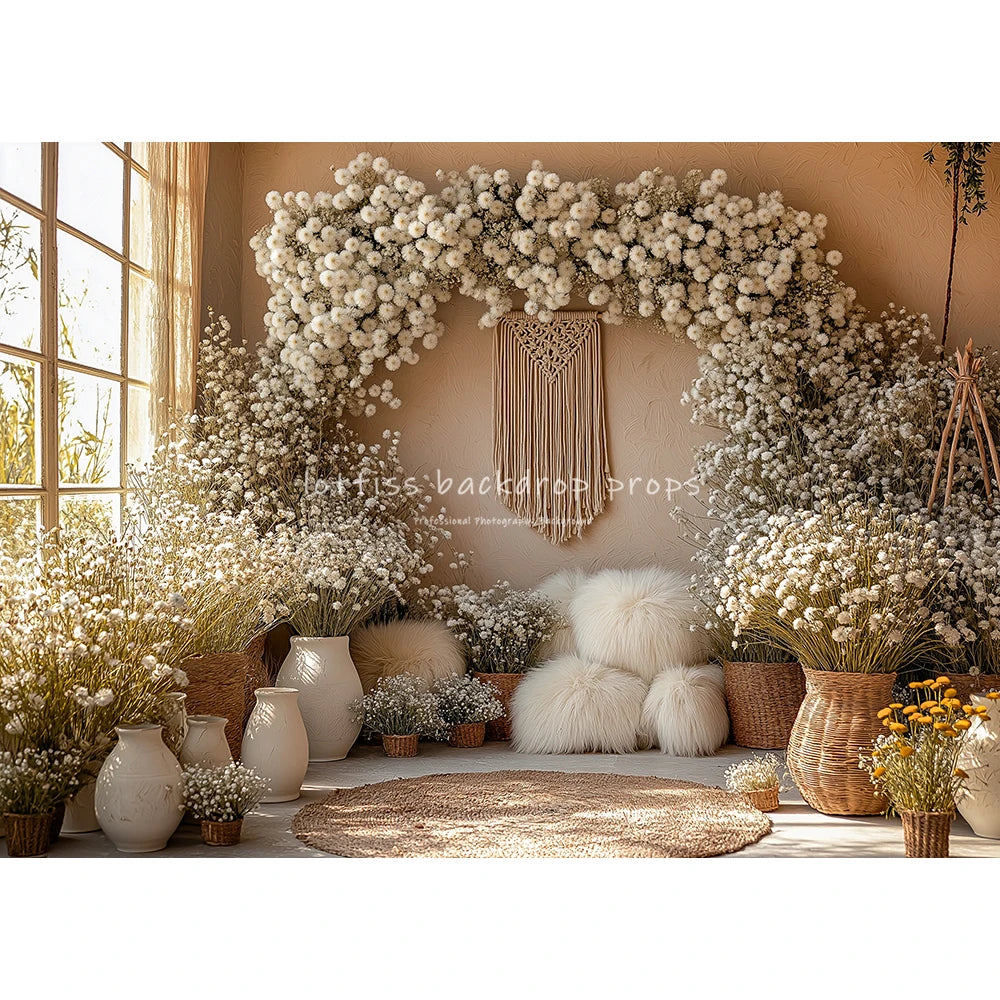 Bohemian Windows Backdrops Kids Woman Photography Child Baby Photocall Decors Plants Spring Retro Wall Backgrounds