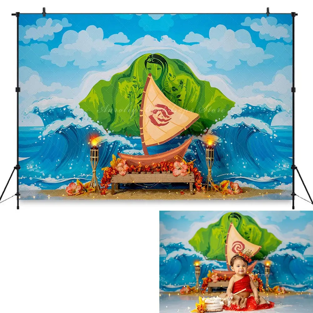 Sea Friends Backdrop Kids Baby Cake Smash Photography Props Undersea Animals Child Adult Birthday Photo Shoot Studio Background