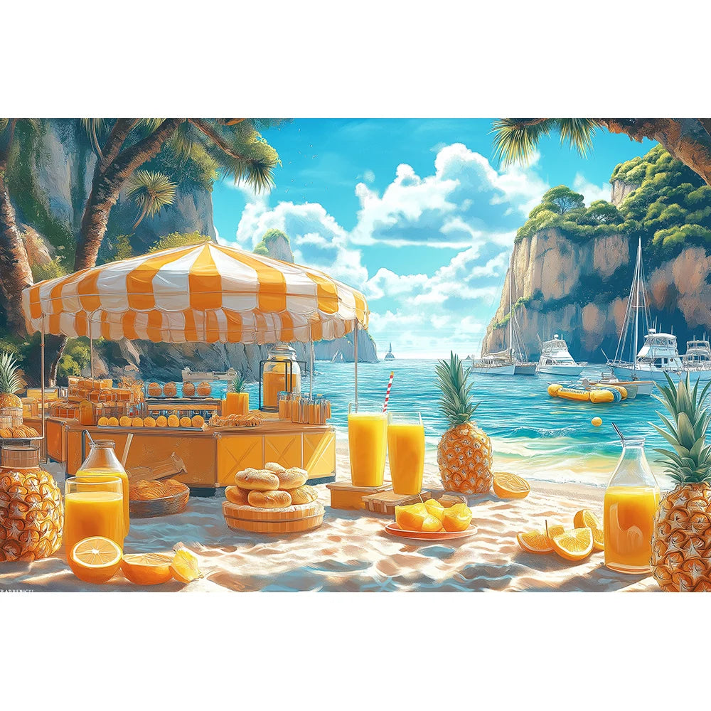 Beach Summer Palm Trees Backdrops Kids Baby Birthday Cake Smash Props Child Adult Photography Surfing Castle Sunset Backgrounds