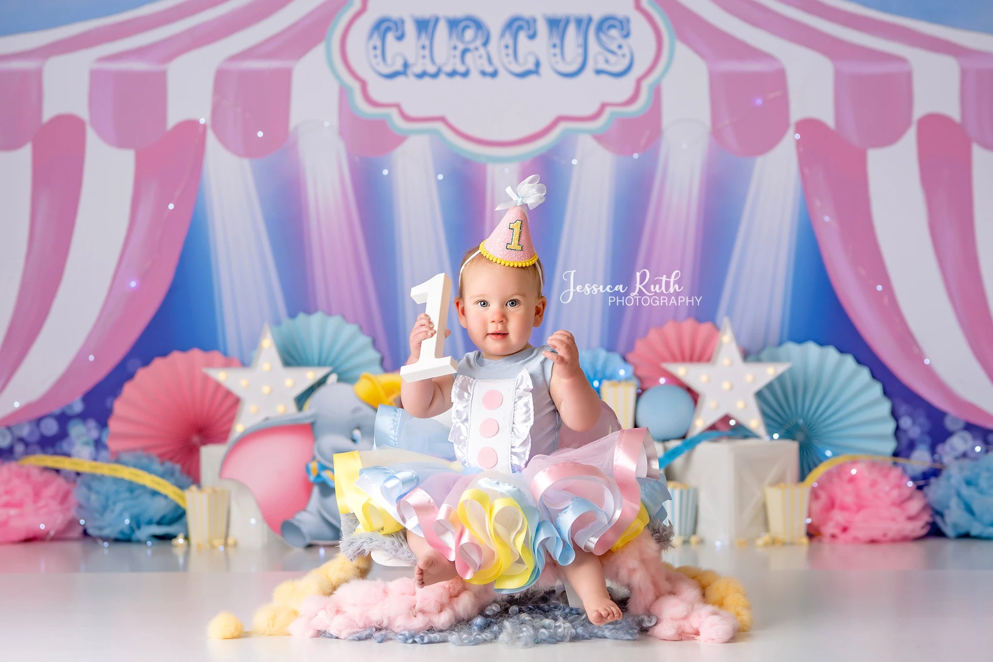 Circus Pastel Stars Backdrop Kids Baby Birthday Party Decors Child Girls Adult Cake Smash Photography Backgrounds