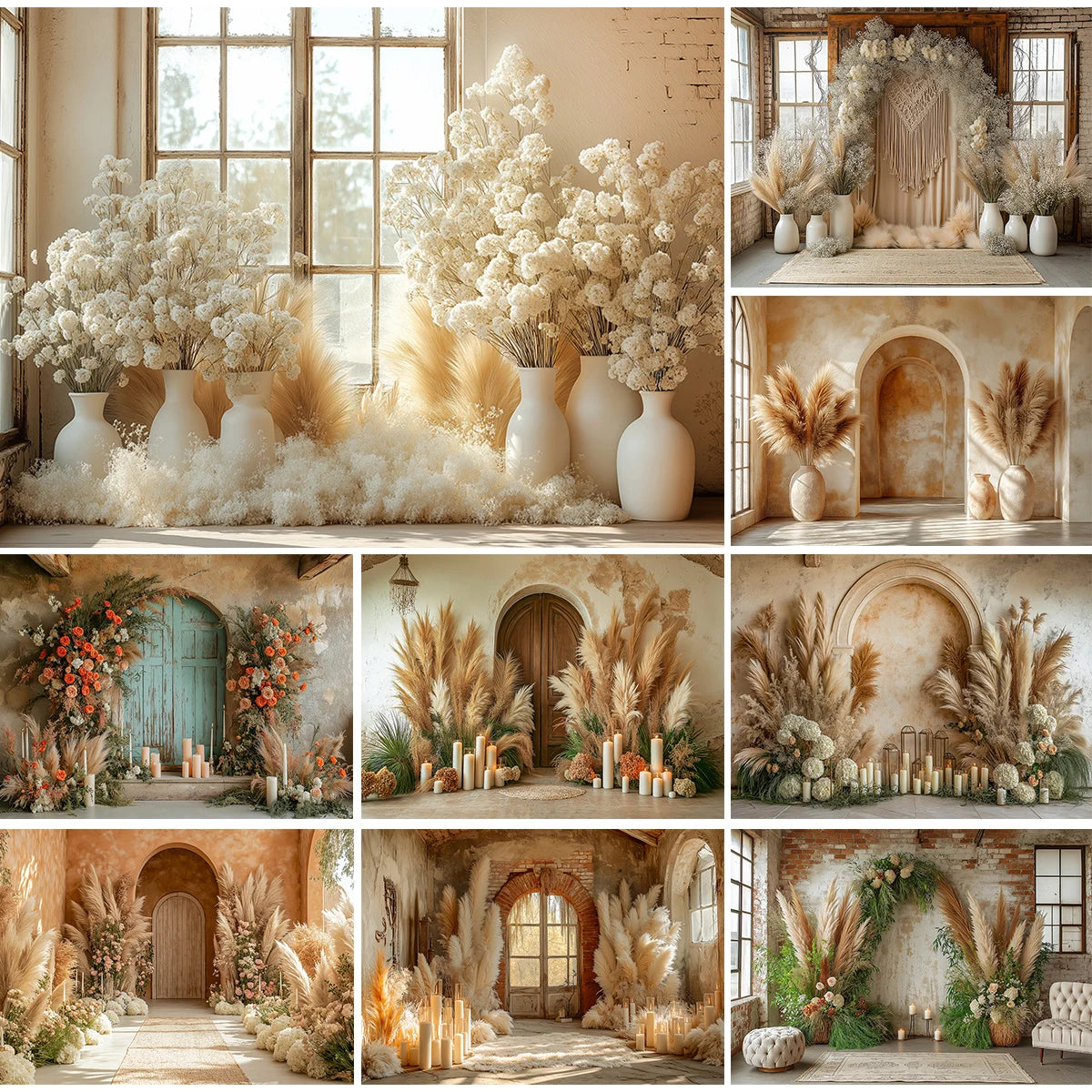 Bohemian Windows Backdrops Kids Woman Photography Child Baby Photocall Decors Plants Spring Retro Wall Backgrounds
