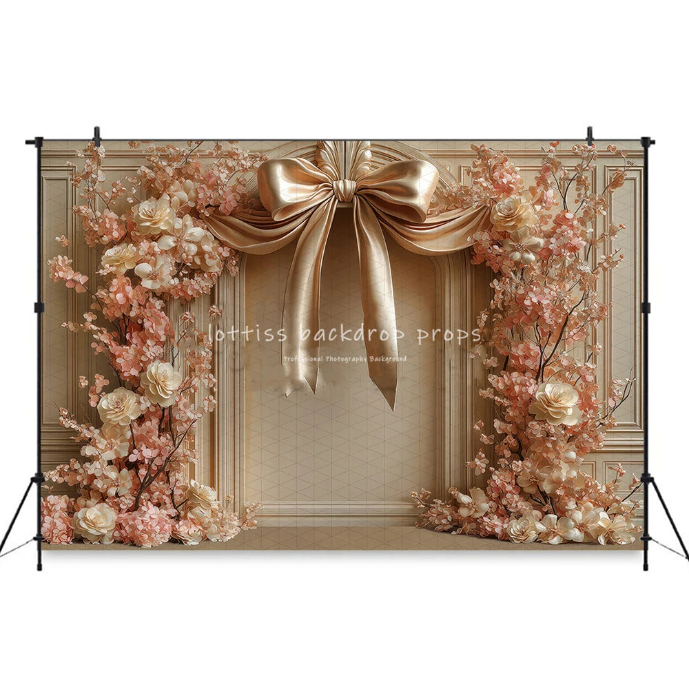 Bowlicious In a Wink Blue Bowknots Wall Backdrops Kids WomanPhotography Props Child Baby Photocall Rose Flower Backgrounds