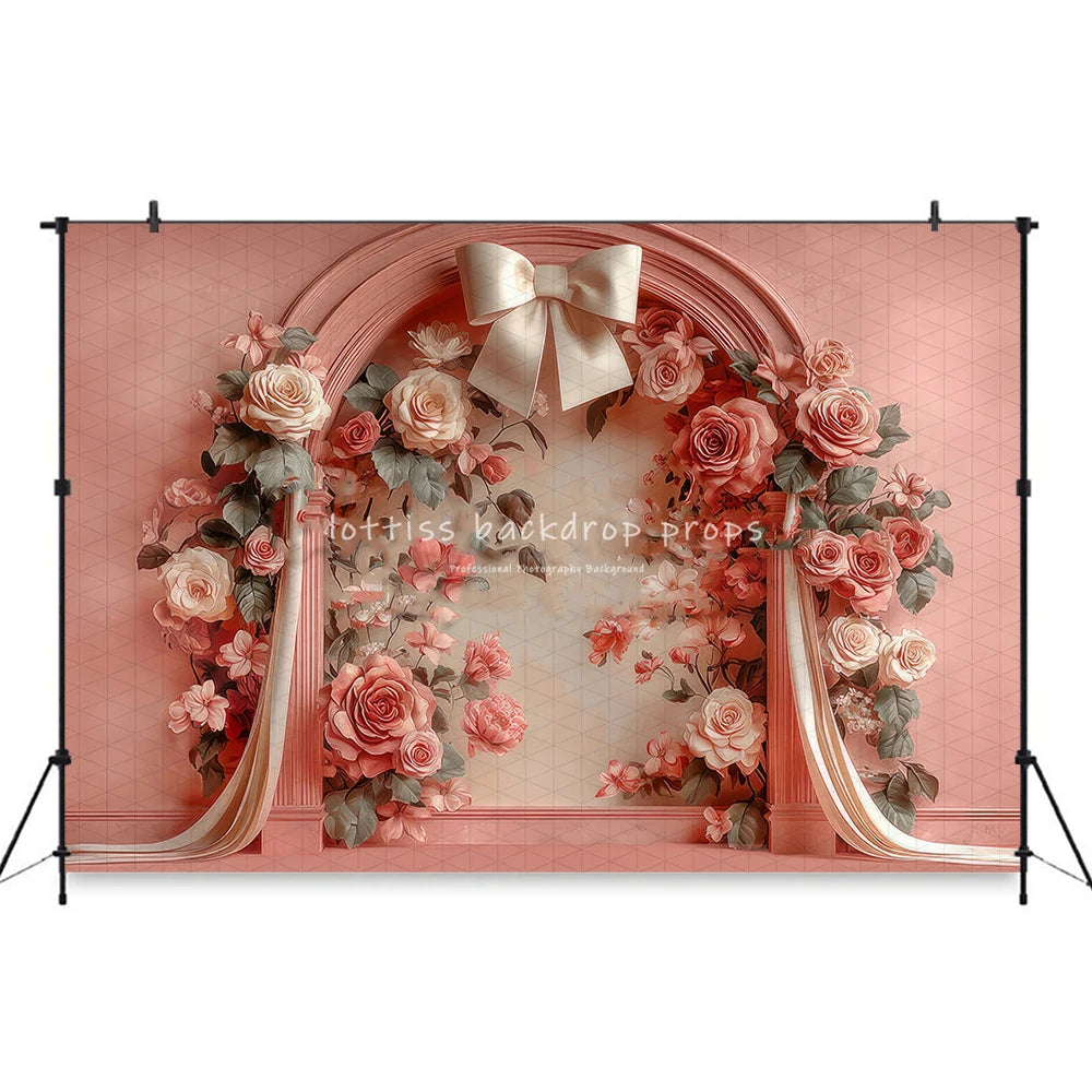 Bowlicious In a Wink Blue Bowknots Wall Backdrops Kids WomanPhotography Props Child Baby Photocall Rose Flower Backgrounds