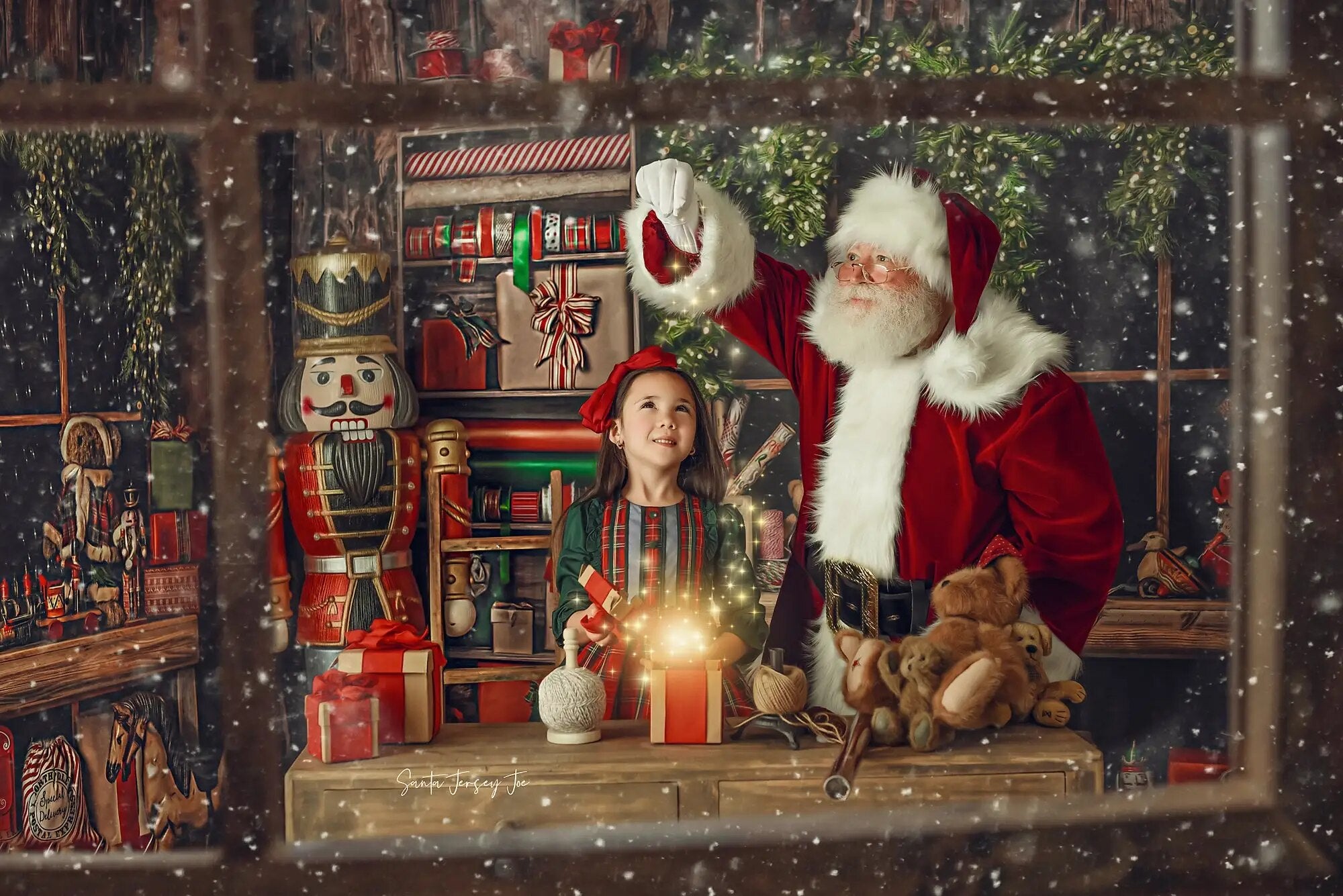 Arrière-plan de salle d'emballage de cadeaux du père noël, photographie de noël, accessoires de Portrait pour enfants et adultes, décor d'anniversaire pour bébé et enfant 