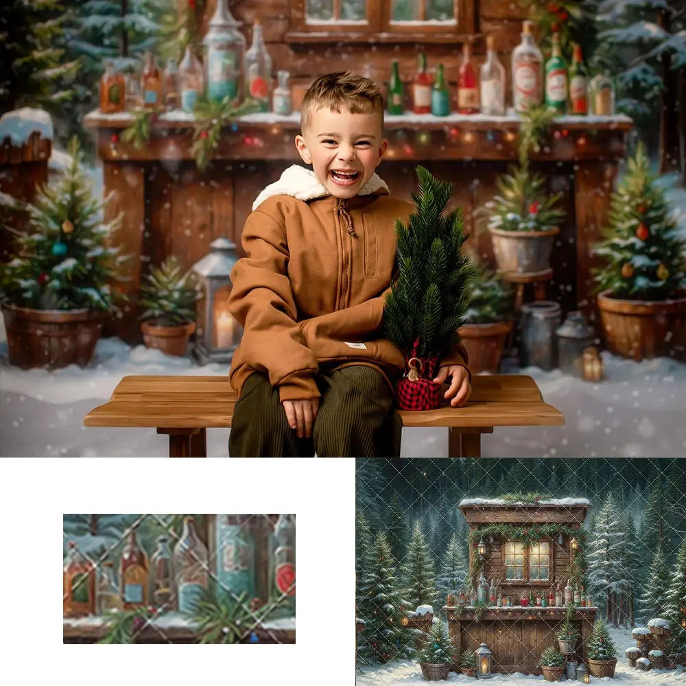 Christmas Winter Snowy Photography Backdrop Kids Baby Cake Smash Photocall Decors Girls Adult Birthday Studio Backgrounds