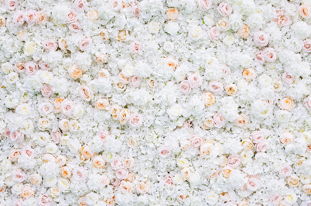 White Floral Wall Backdrops Kids Adult Photography Props Child Baby Photocall Wedding Ceremony Decors Light Flower Background