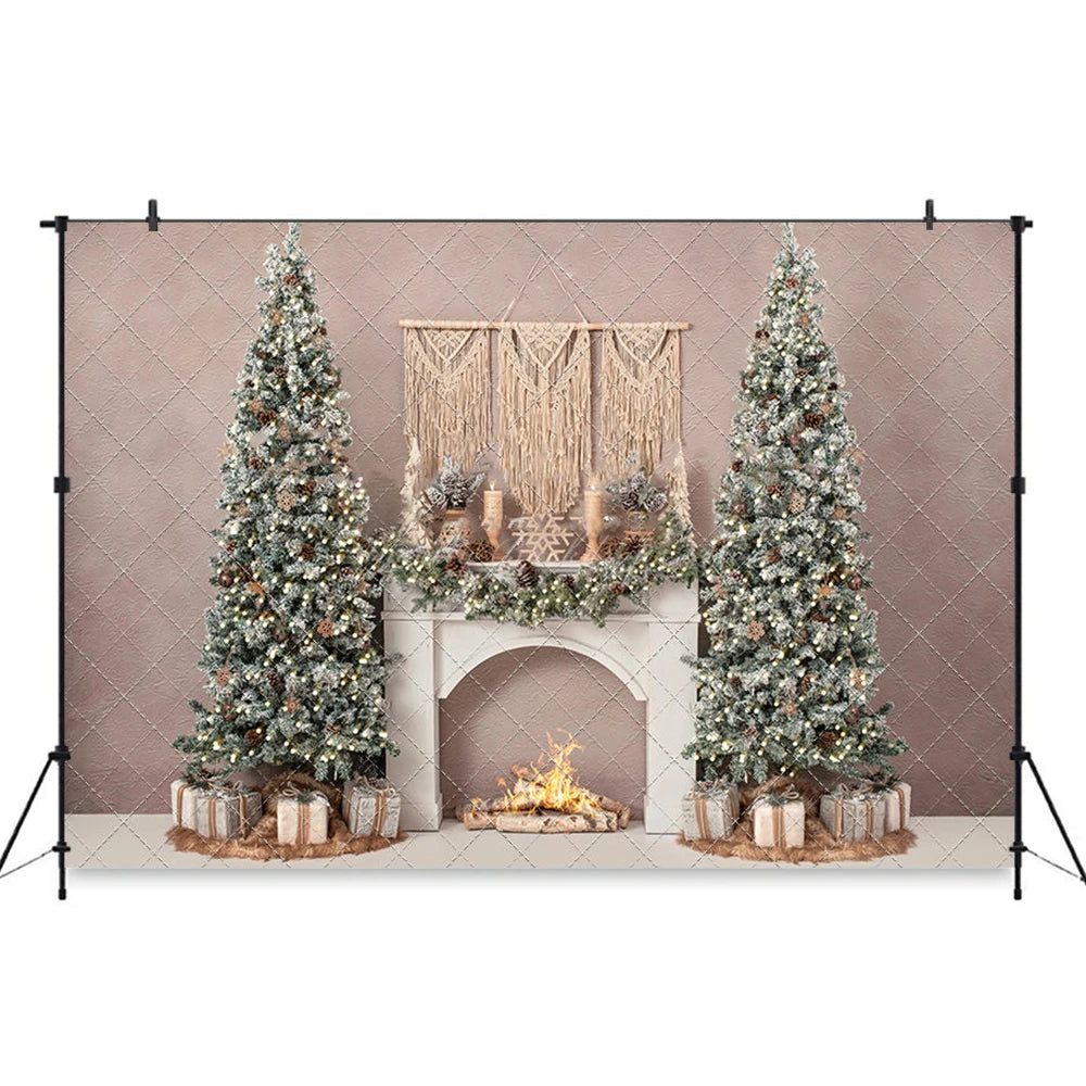 Santas Cozy Fireplace Photography Backdrop Merry Christmas Kids Baby Cake Smash Photocall Decors Child Girls Birthday Background