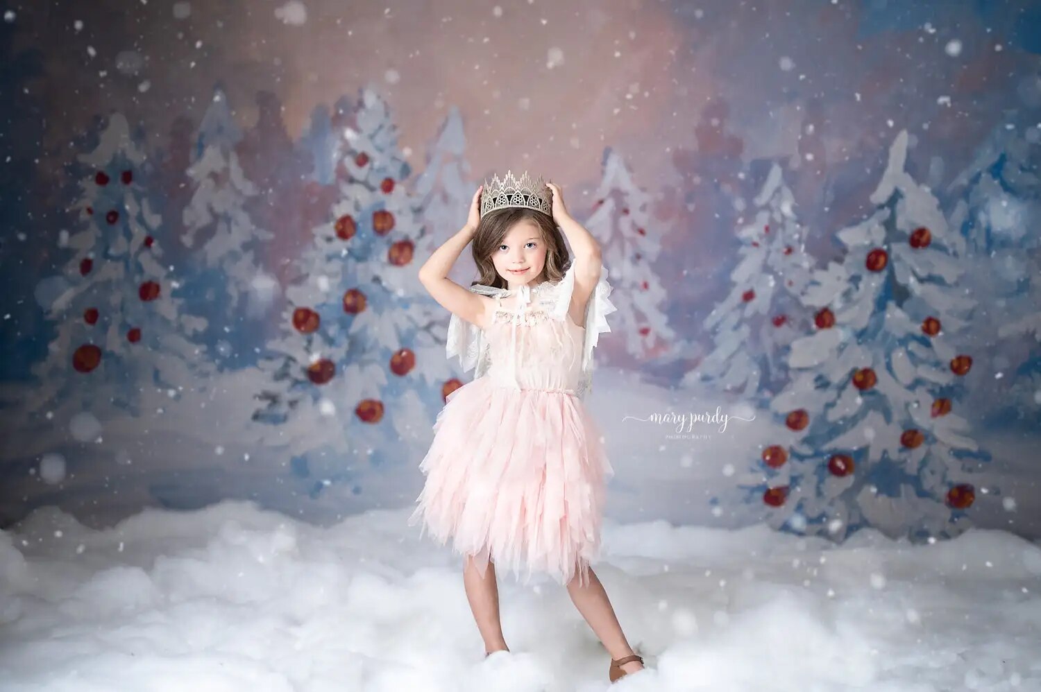 Noël enneigé forêt photographie toile de fond enfant bébé adulte Photocall Portrait accessoires noël flocon de neige hiver neige fond 