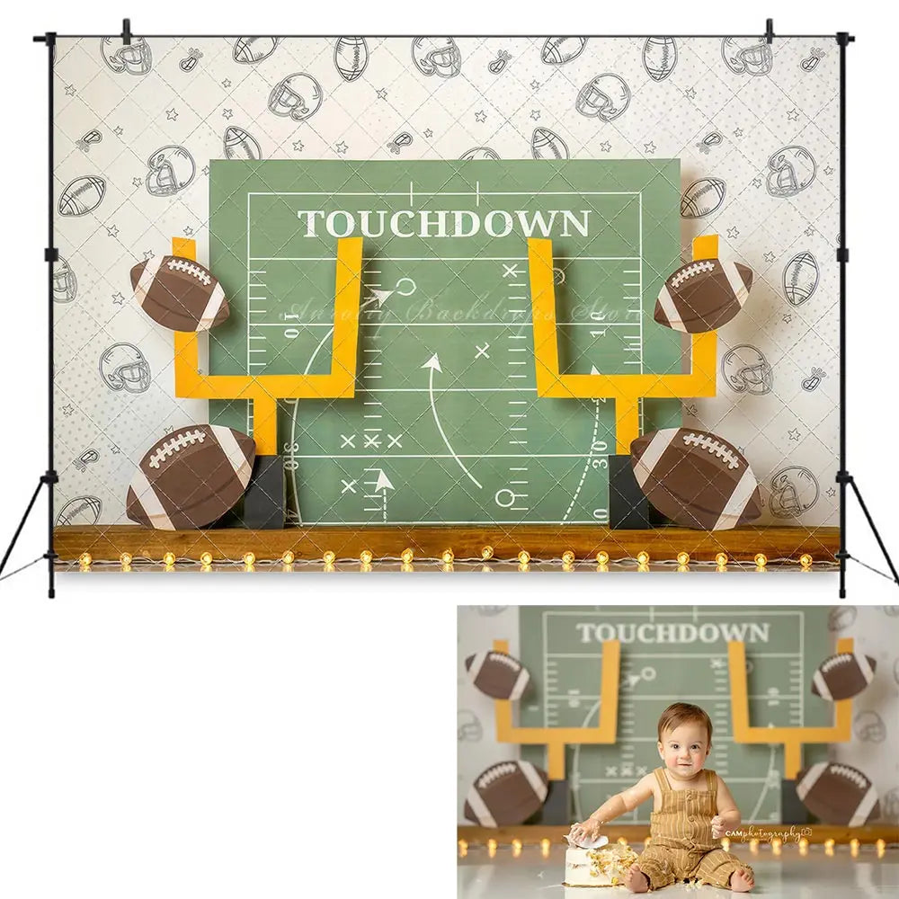 Football Kids Baby Cake Smash Backdrops Child Adult Birthday Photo Shoot Backgrounds Family Party Photocall Photograhy Decors