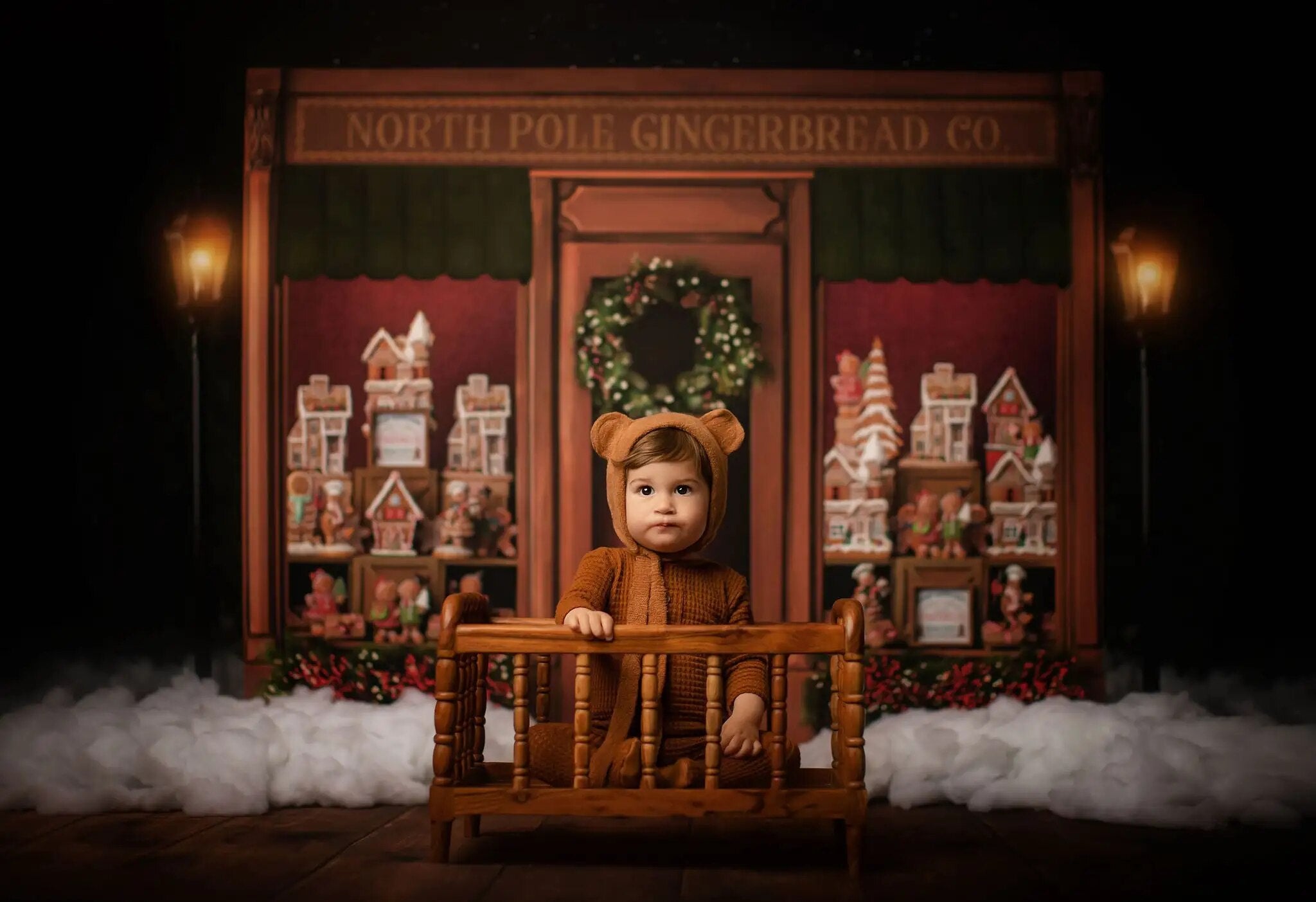 Christmas North Pole Gingerbread Backdrops Kids Baby Phtography Props Child Family Photocall Xmas Toy Store Front Background